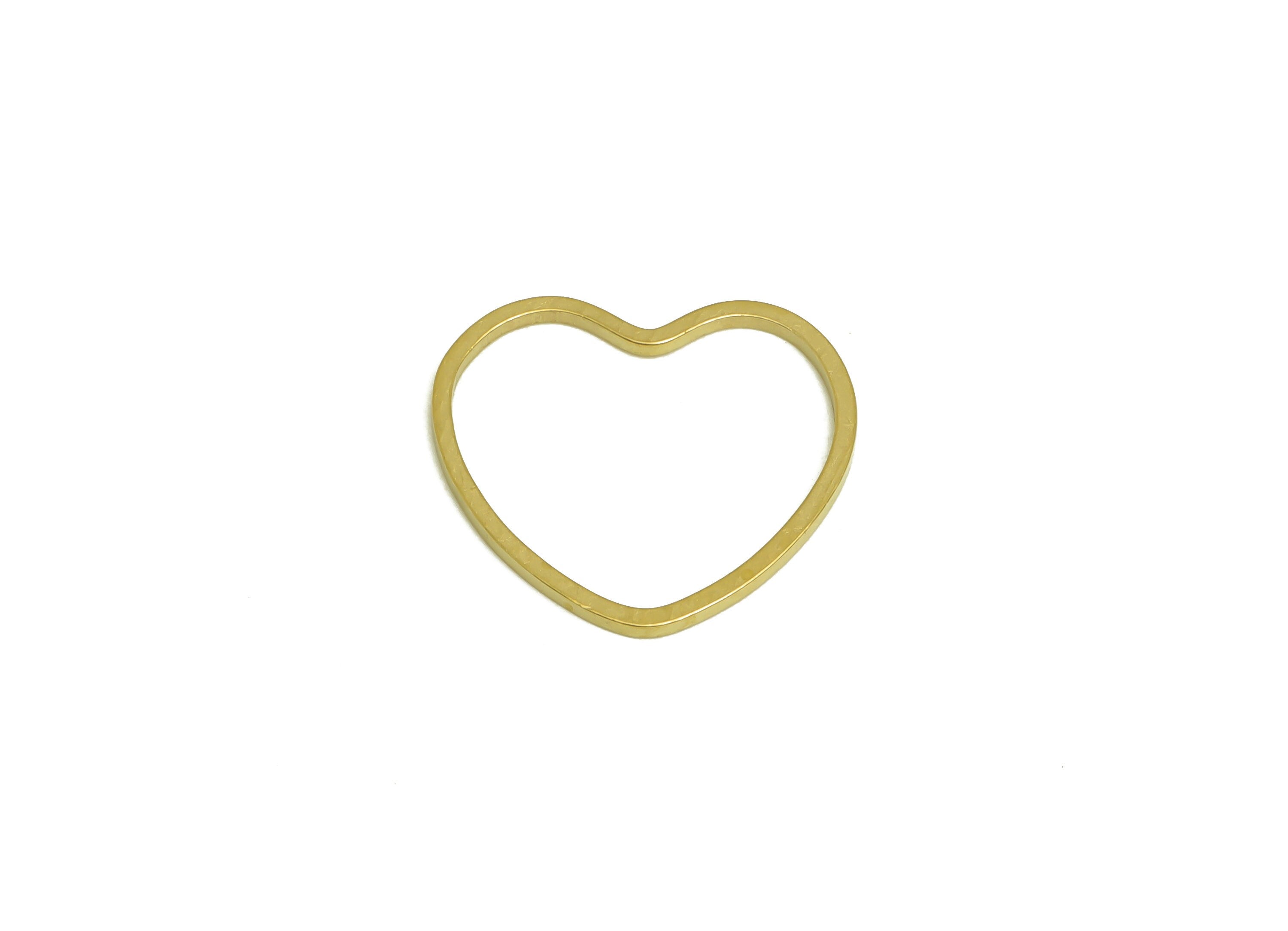 15*16 Brass Heart Charms - Raw Brass Heart Earring Charm - Brass Heart Connector - Brass Heart Wire Earring Cham - 16x14x1mm - PP10362-15*16 - DOMEDBAZAAR
