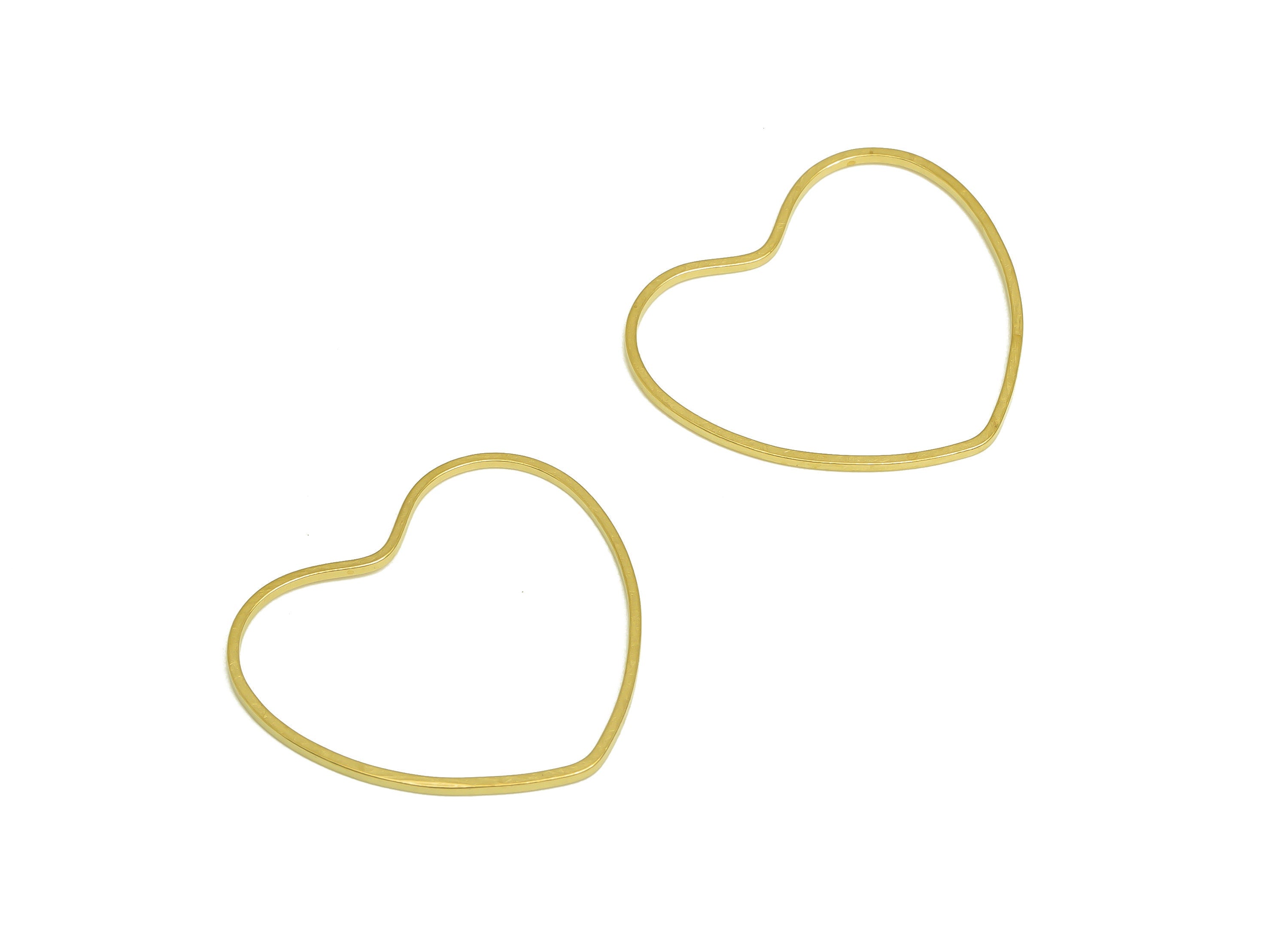 23*26 Brass Heart Charms - Raw Brass Heart Earring Charm - Brass Heart Connector - Brass Heart Wire Earring Cham - 26x23x1mm - PP10362-23*26 - DOMEDBAZAAR