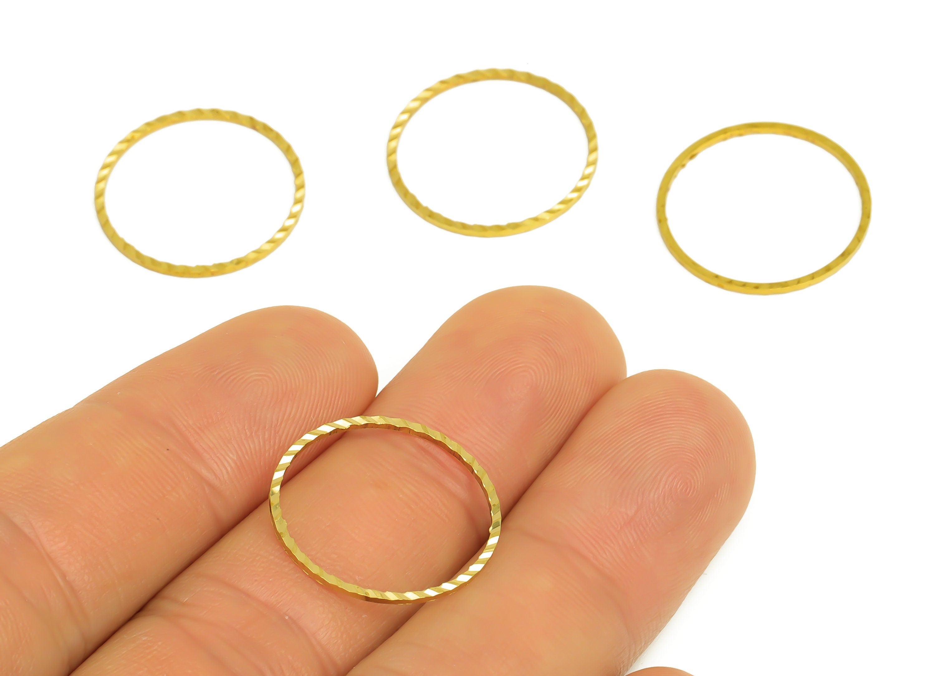 20mm Brass Round Charms - Raw Brass Ring Earring Charm - Brass Round Connector - Brass Textured Circle Earring Cham - 20x20x1mm - PP10361-20 - DOMEDBAZAAR