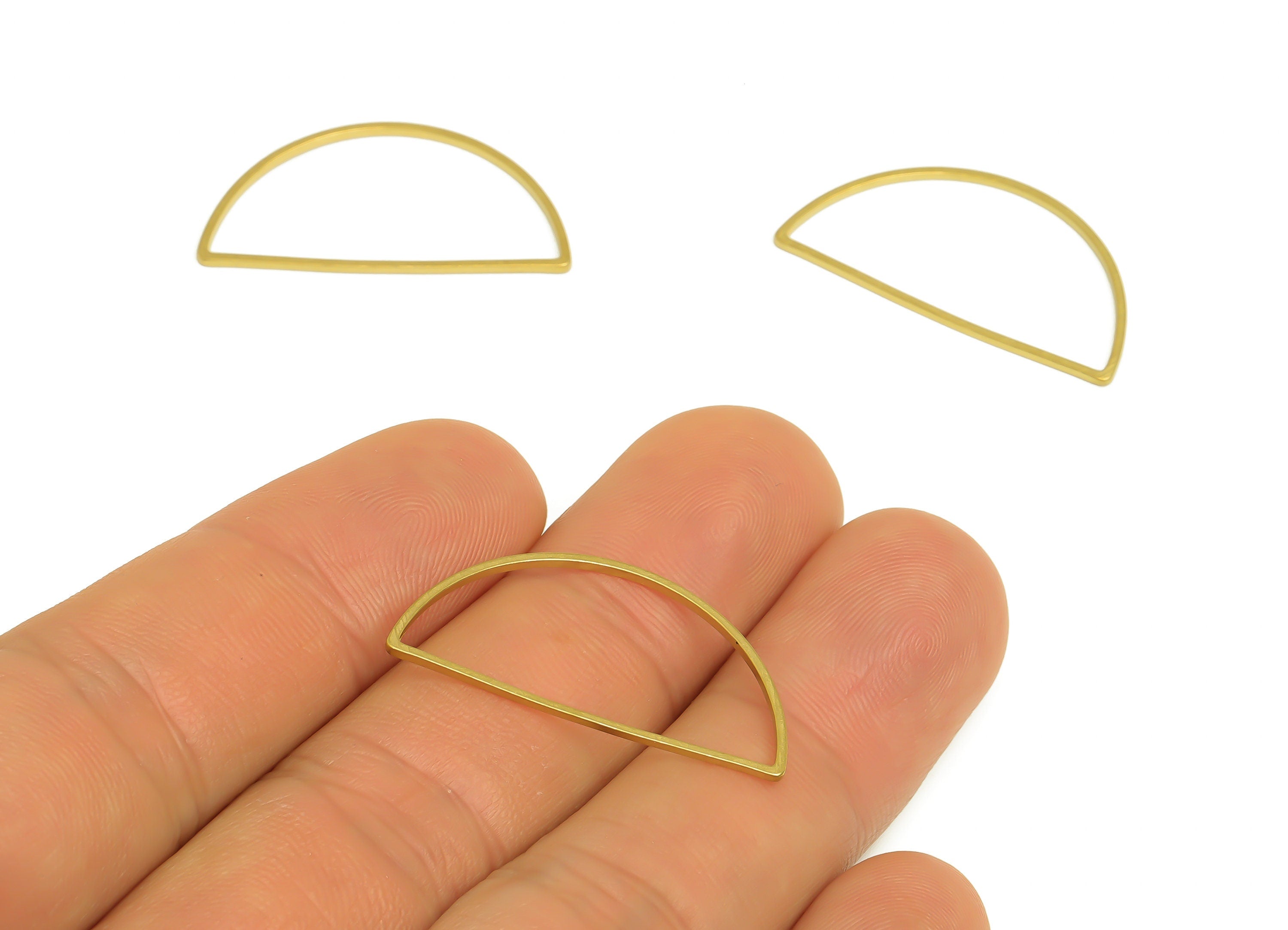 15*30 Brass Semicircle Charms - Raw Brass Half Round Earring Connector - Brass Semicircle Wire Earring Charm - 30x15x0.93mm - PP10363-15*30 - DOMEDBAZAAR