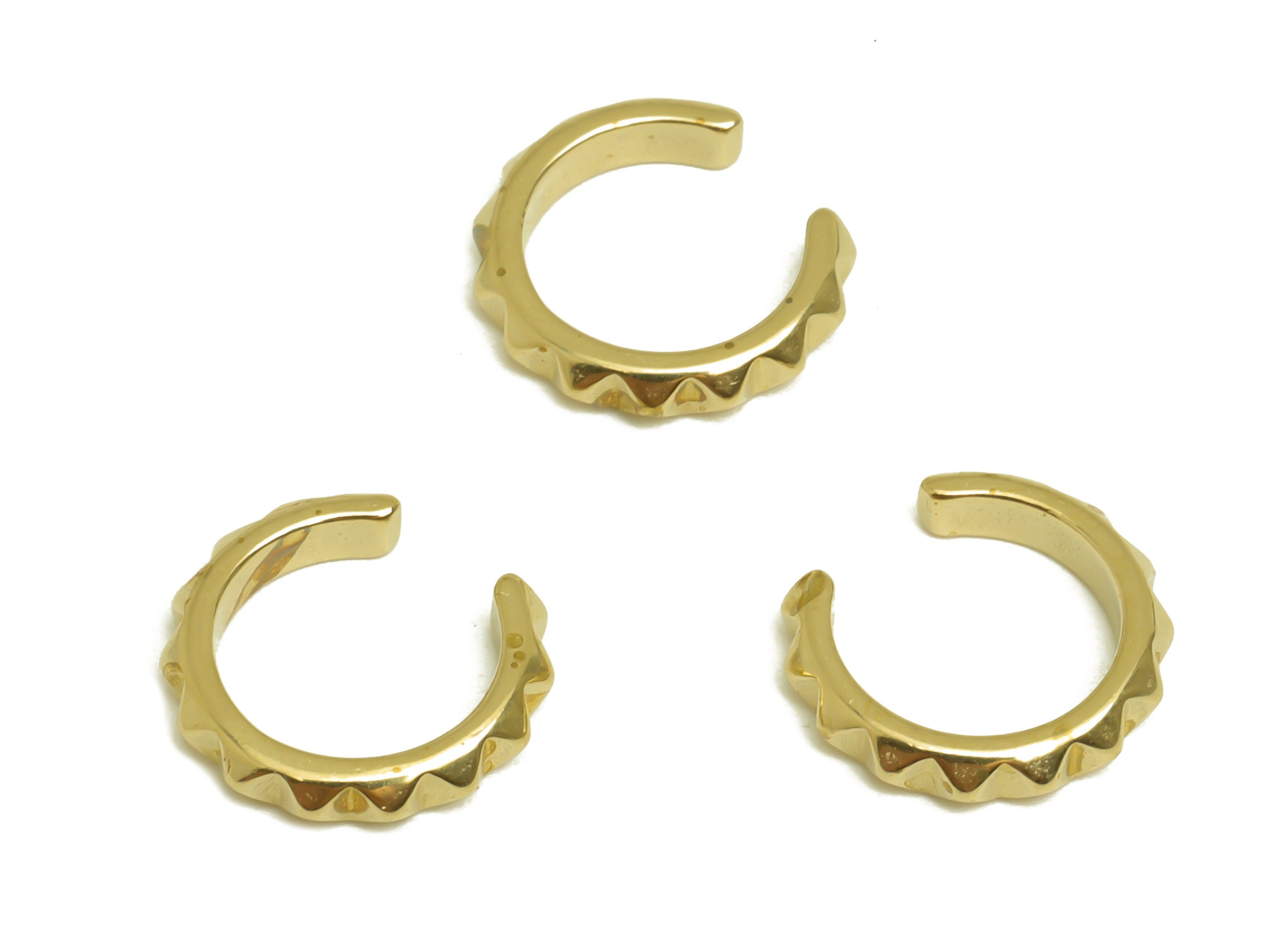 Brass Mini Open Round C Earring - Raw Brass Huggie Hoop Earring Clip - Textured Cuff Earring - Semicircle Ear Cuff - 12x11x2.4mm -PP10417 - DOMEDBAZAAR