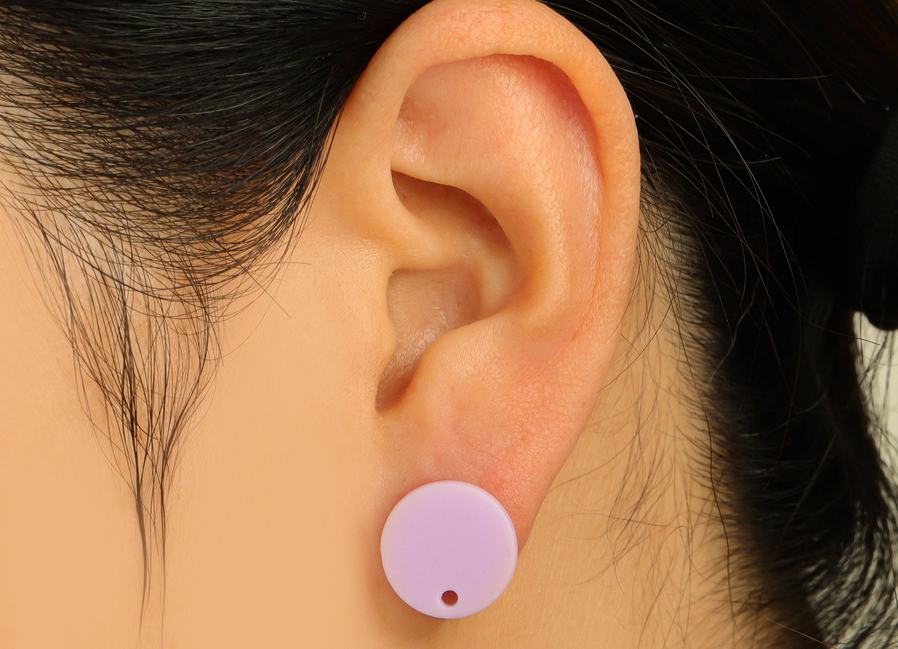 Acrylic Round Earring Stud - Purple Acrylic Round Earrings Post - Stainless Steel Stud - Matt Surface Earring Post - 15x15x2mm- AC1385-A675X - DOMEDBAZAAR