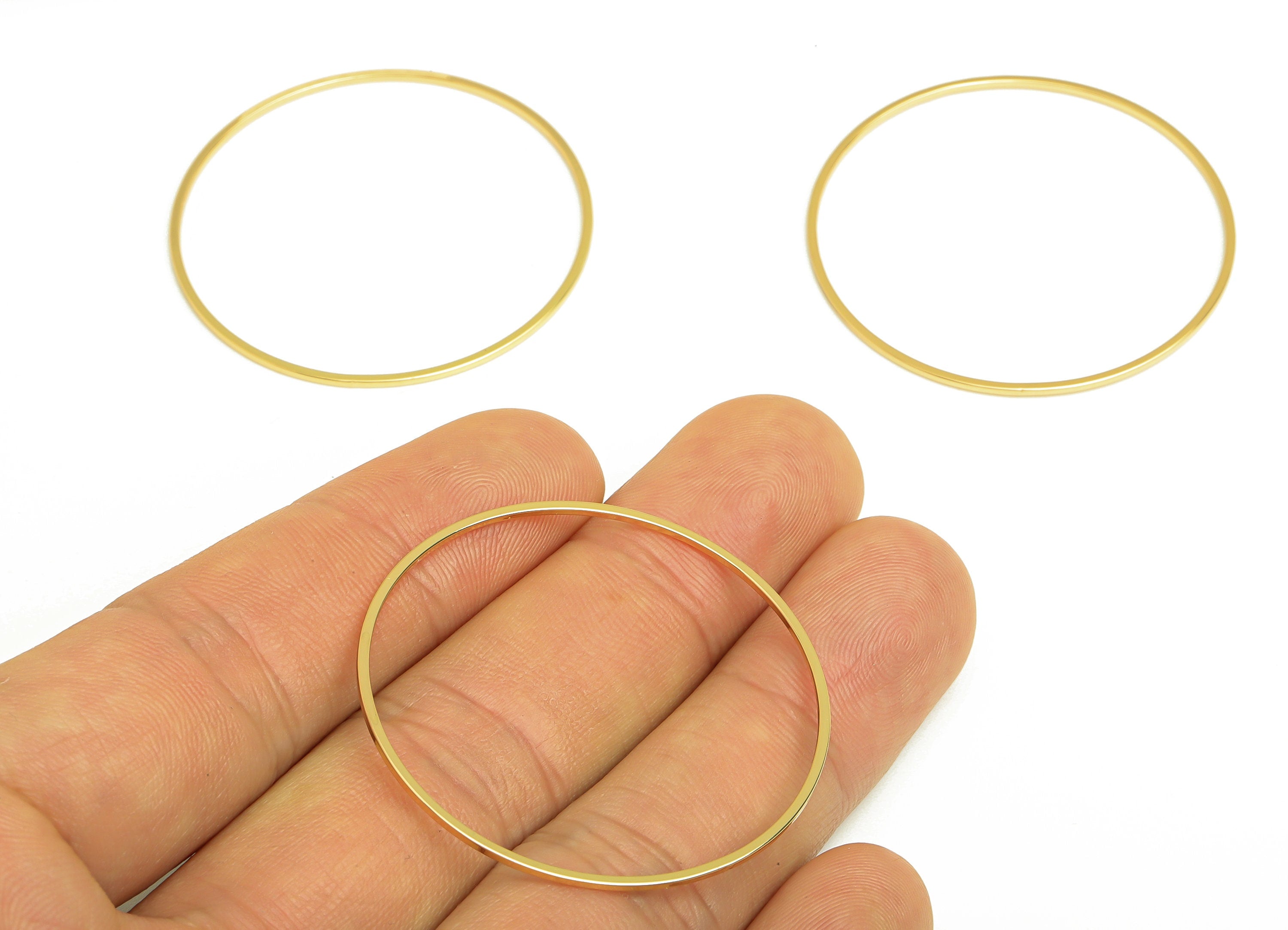 Brass Round Earring Charm - Raw Brass Circle Earring Charm - Brass Circle Connector - Kc Gold Tone Plating Connector - 40x40x0.9mm - PP10461 - DOMEDBAZAAR