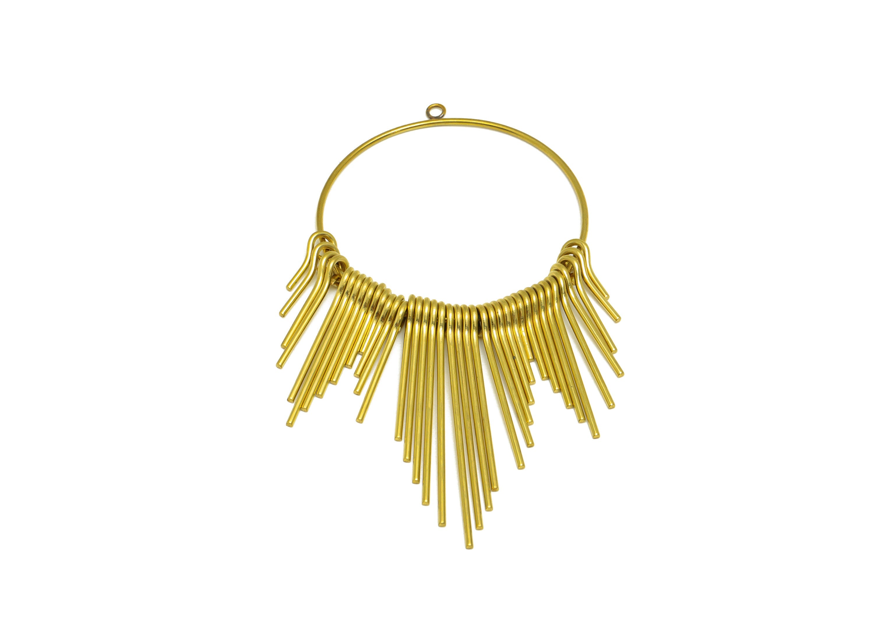 Brass Round Tassel Earring Charm - Raw Brass Wire Large Hoop Earring Charm - Huge Hoop Earring - Brass Dangle Charm - 89x44x1mm - PP10486 - DOMEDBAZAAR