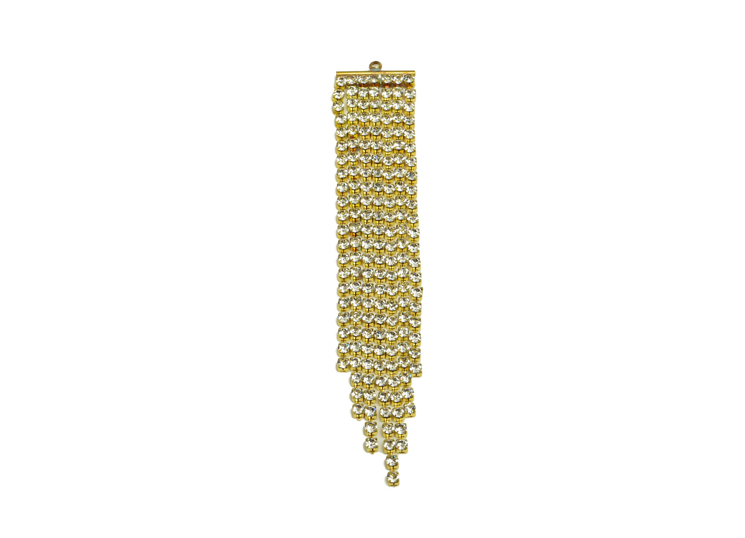 Brass CZ Tassel Earring Charm - Raw Brass Zircon Wire Earring Charm - Brass Cubic Zircon Earring - Brass Dangle Charm - 88x15x2mm - PP10487 - DOMEDBAZAAR