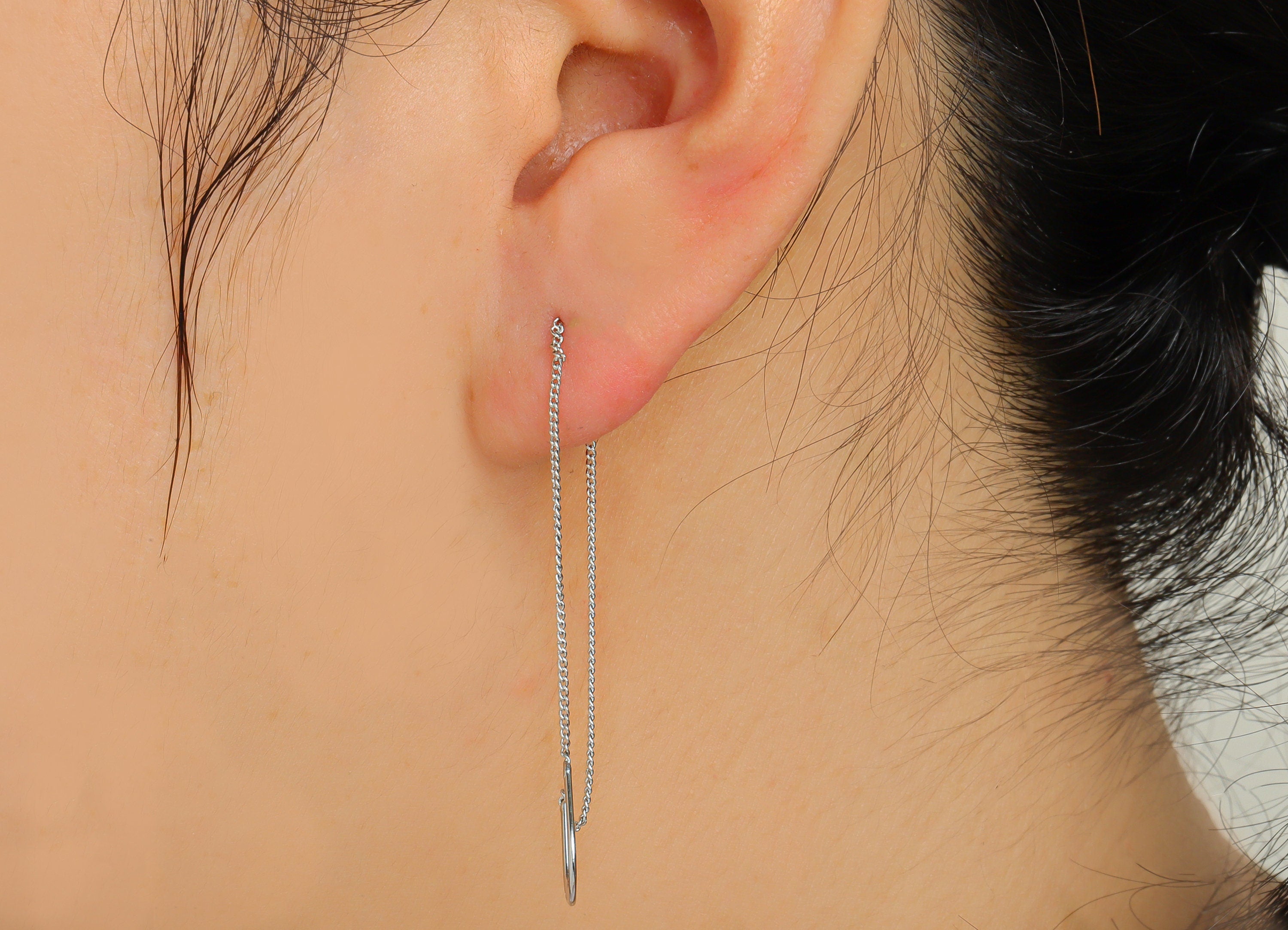 Brass Chain Earring Stud - White Chain Tassel Earring Wire - 18K Real White Gold Plated Brass - Jewelry Making DIY - 60x9x0.7mm - RGP2637S - DOMEDBAZAAR