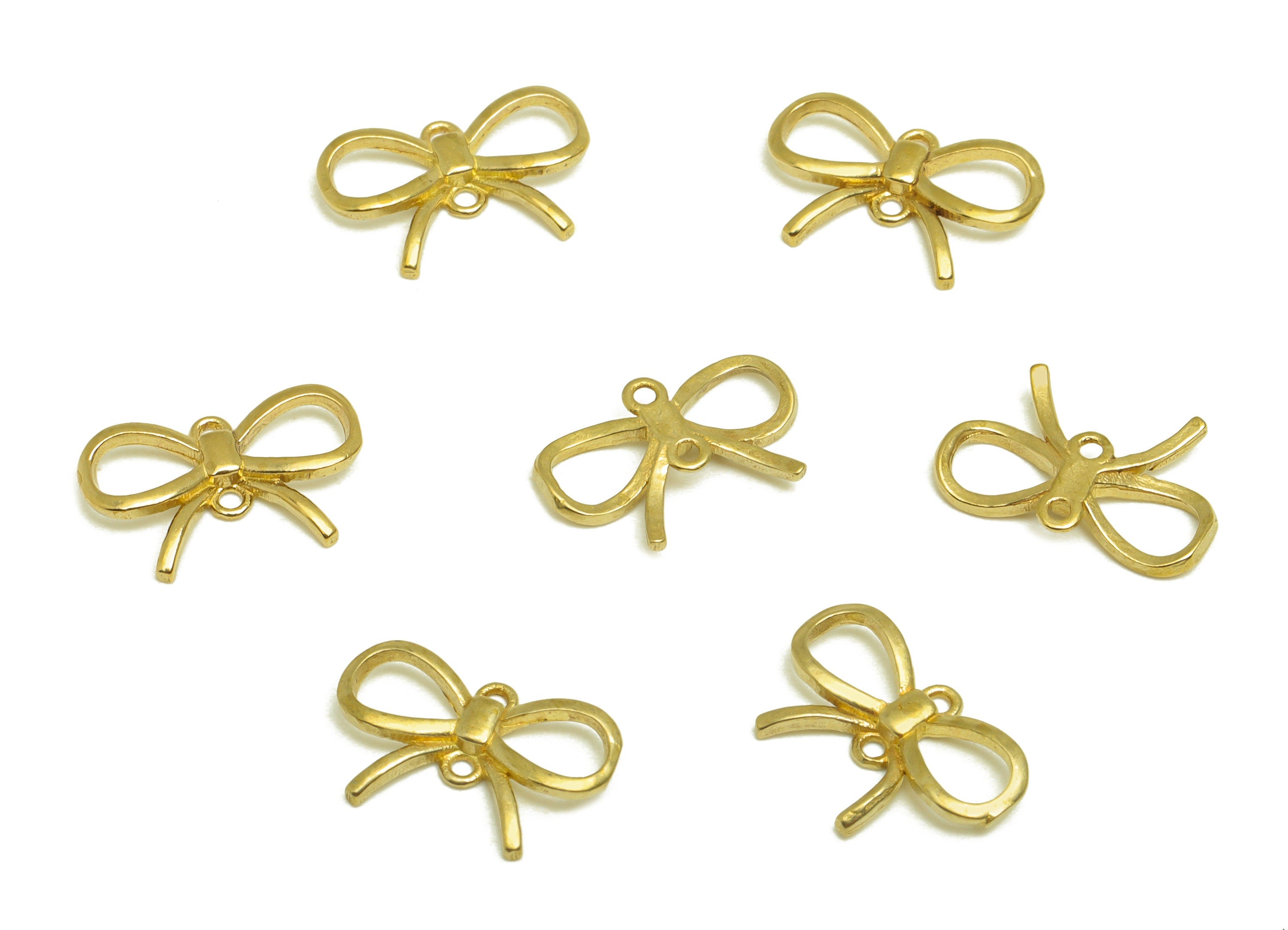 Brass Bow Tie Earring Connector - Raw Brass Mini Bow Tie Earring Charm - Brass Wire Bow Tie Earring Connector - 7.96x12.3x1.7mm - PP10475 - DOMEDBAZAAR