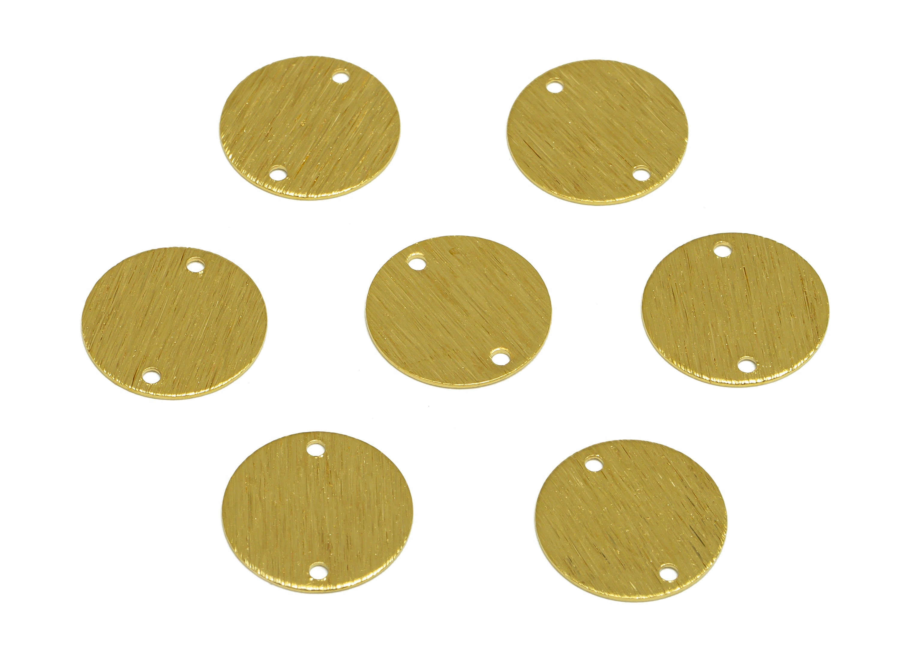 14mm Brass Round Earring Connector - Raw Brass Textured Circle Earring Charm - Brass Textured Round Connector - 14x14x0.5mm - PP10483 - DOMEDBAZAAR