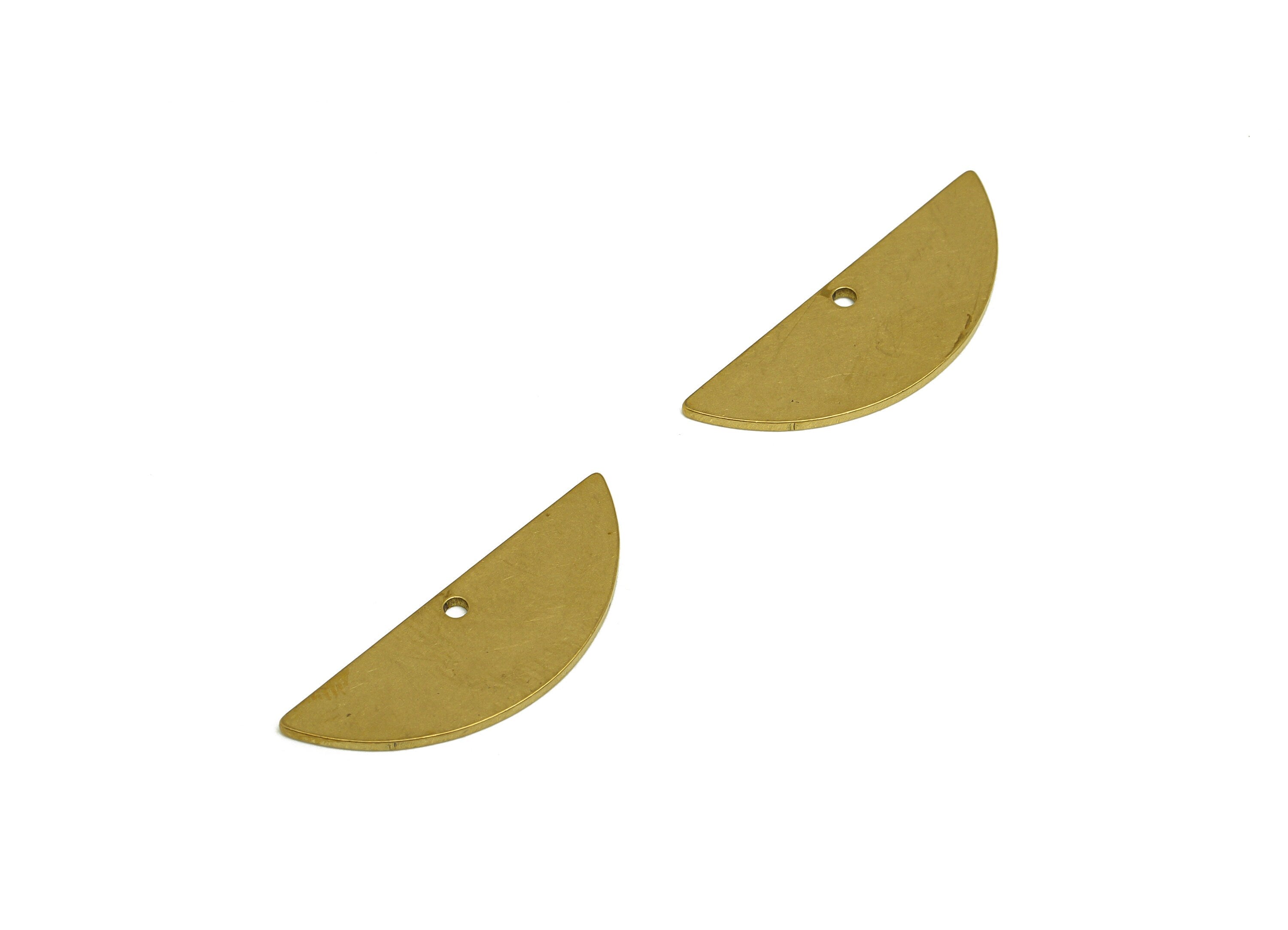 Brass Half Moon Earring Charm - Raw Brass Semi Circle Pendant - Brass Charms With Hole - Personalized Stamping Blank - 28x10x1.0mm - PP10465 - DOMEDBAZAAR