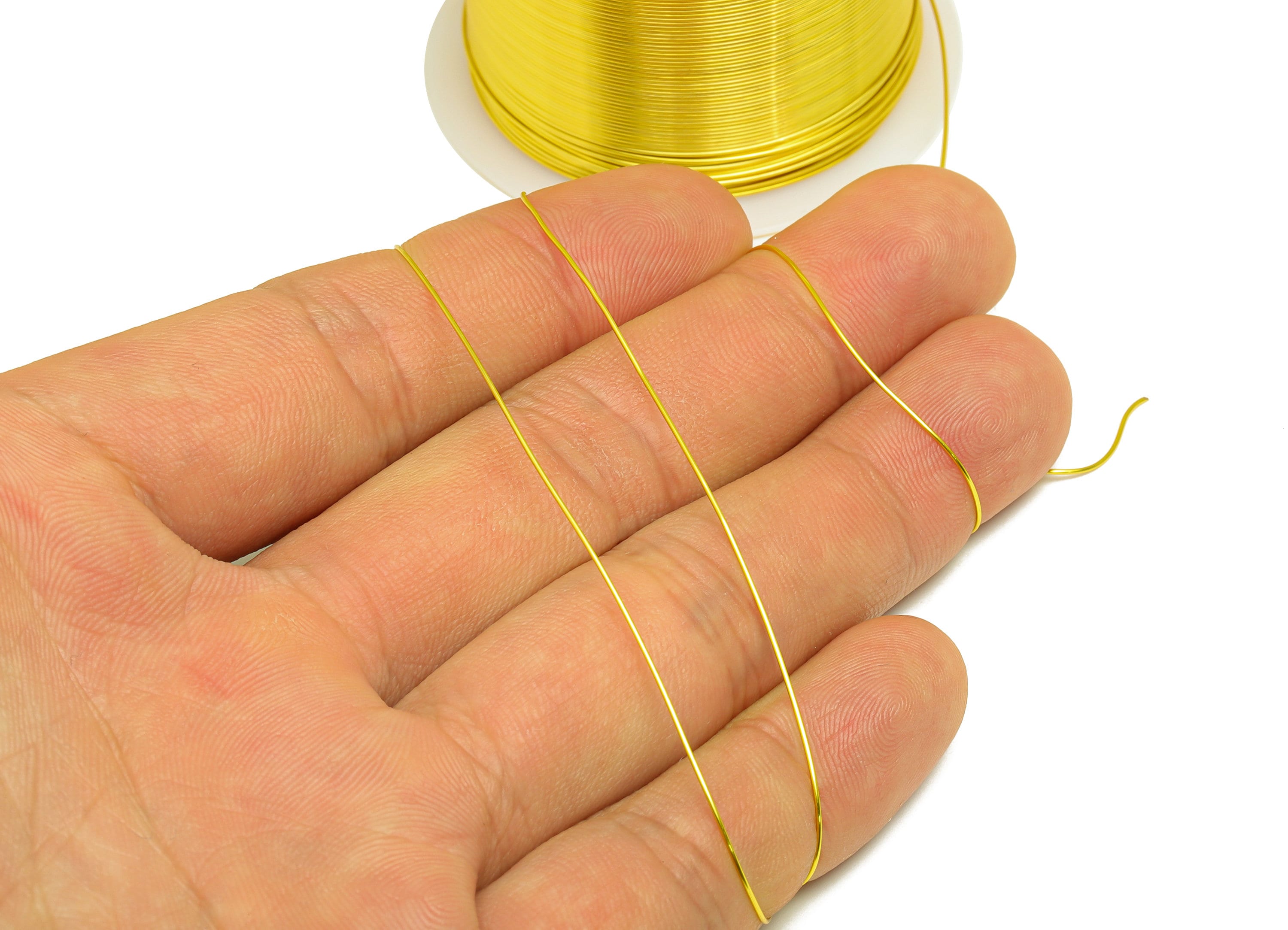 0.5mm Brass Wire - Wrapping Wire - Bulk Wire Beading - Gold Tone Plating - Solid Gold Brass Wire - Jeweler Making - 0.5x0.5mm - PP10495-50 - DOMEDBAZAAR