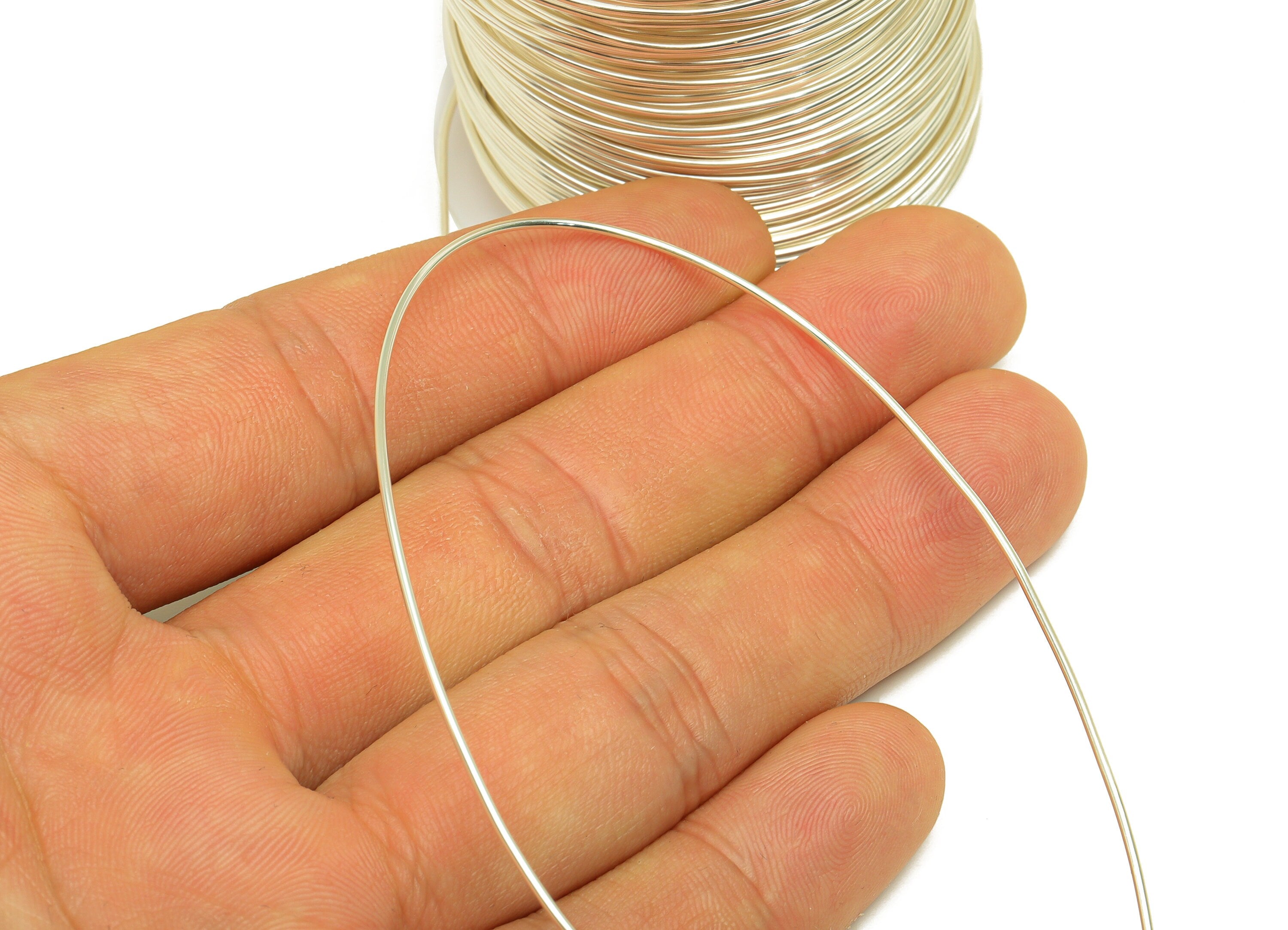 1mm Brass Wire - Wrapping Wire - Bulk Brass Wire Beading - Silver Tone Plating - Solid Brass Wire - Jeweler Making - 1x1mm - PP10496-100 - DOMEDBAZAAR