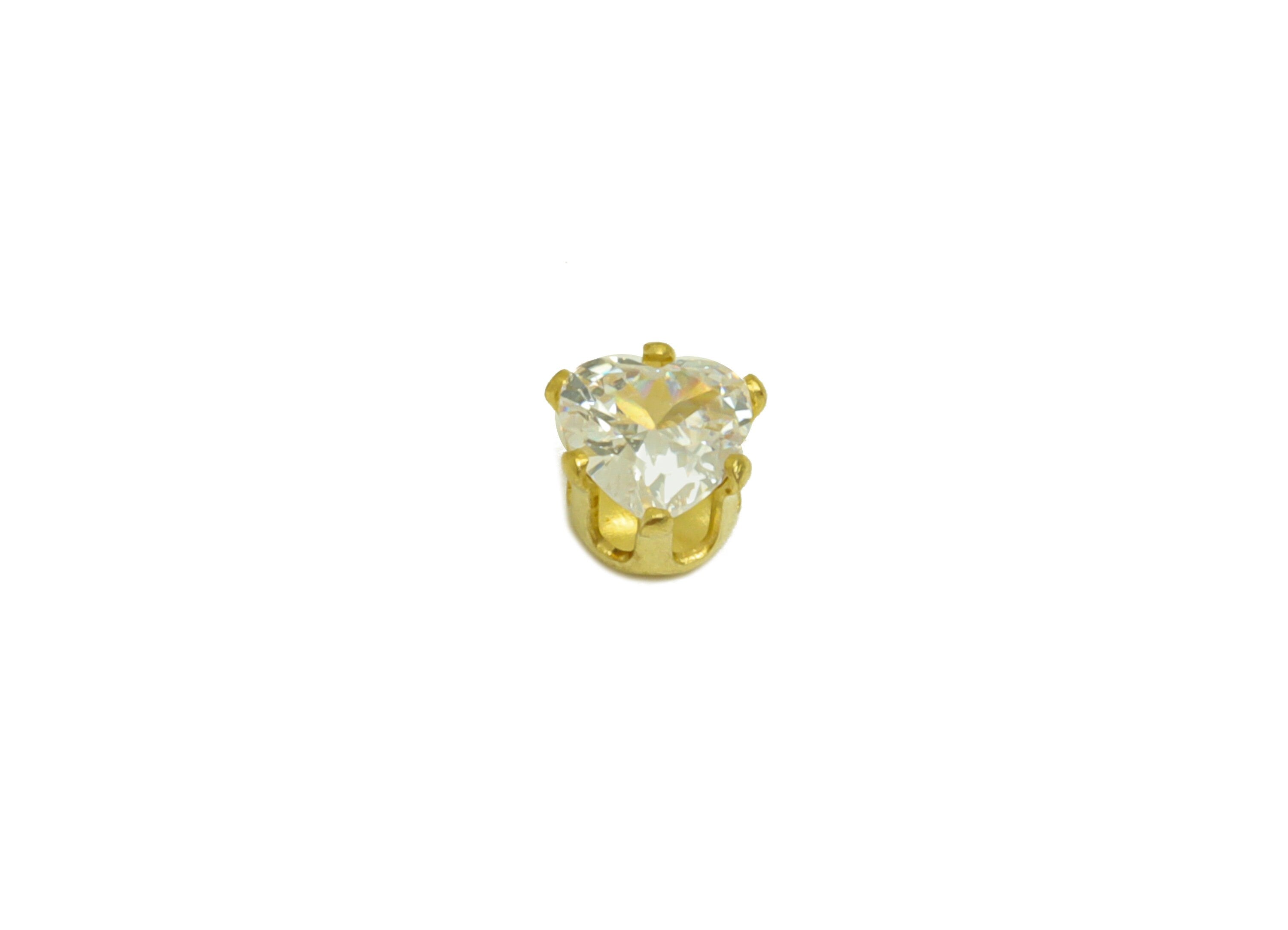 4mm Brass CZ Heart Earring Charms - Raw Brass Diamond Pendant - Brass Cubic Zircon Diamond Charm - Heart Diamond Charm - 4x4x3.5mm - PP10523 - DOMEDBAZAAR