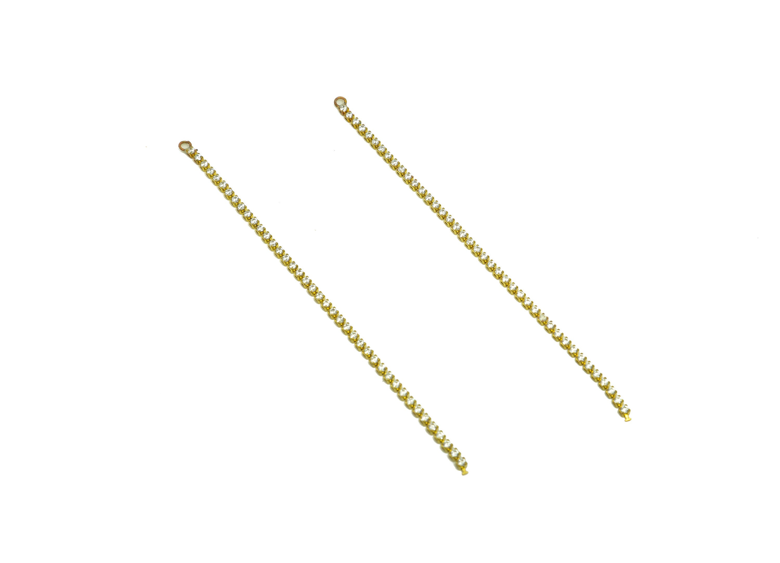 9cm Brass CZ Tassel Earring Charm - Brass Zircon Tassel Hanging Charms - Brass Cubic Zircon Chain Dangle Charm - 9x1.7x1.65mm - PP10629-9 - DOMEDBAZAAR
