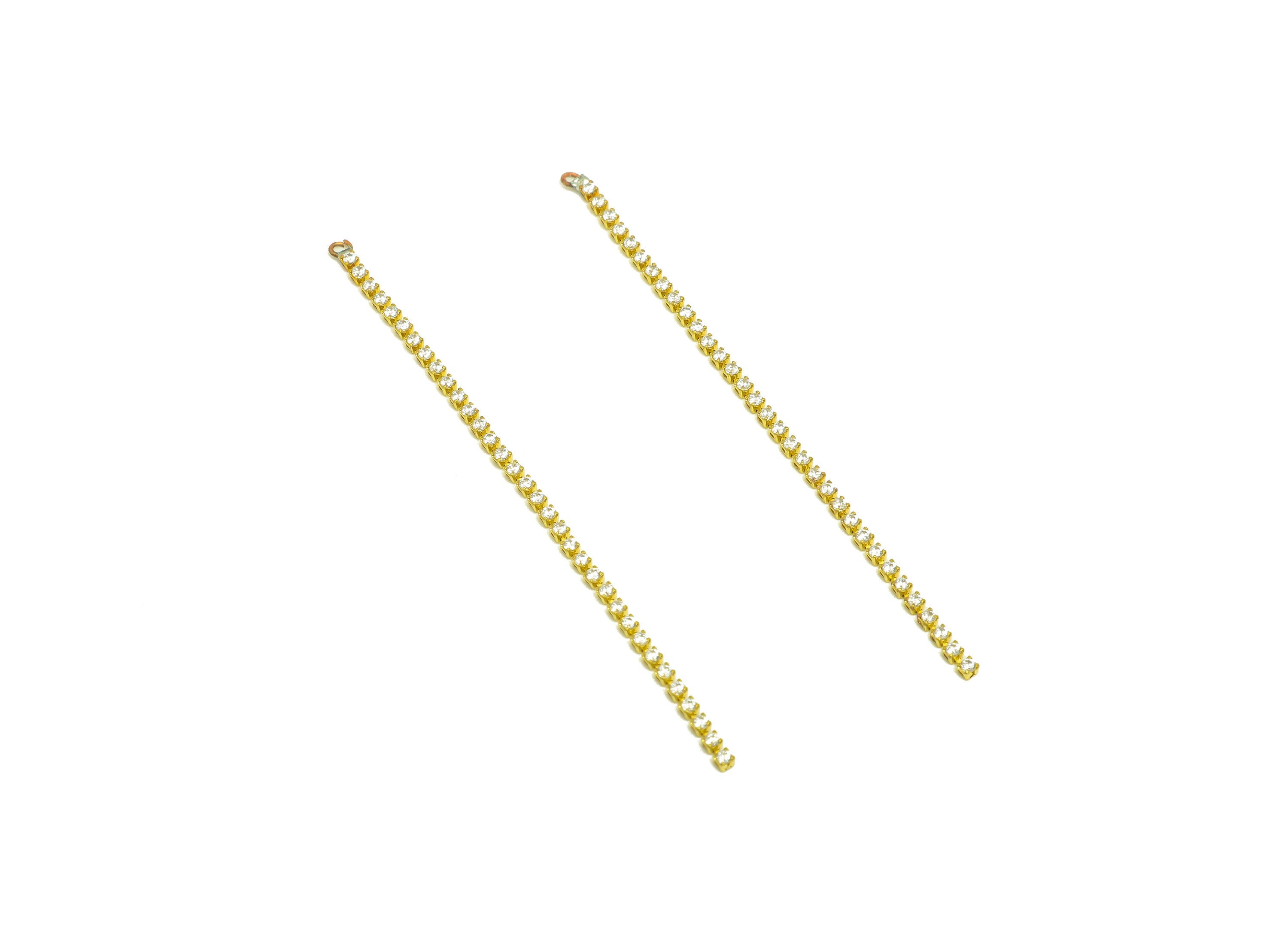 7cm Brass CZ Tassel Earring Charm - Brass Zircon Tassel Beaded Hanging Charms - Brass Cubic Zircon Chain Dangle Charm - 7x1x1mm - PP10629-7 - DOMEDBAZAAR