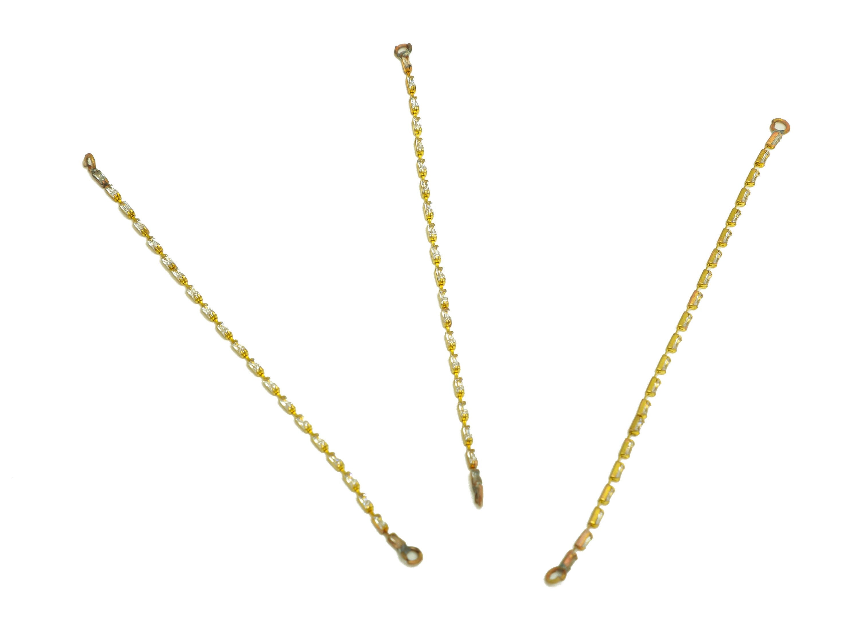 7cm CZ Tassel Earring Connector - Brass Tassel Rectangle Earring Charm - Brass Cubic Zircon Chain Dangle Charm - 7x1x1.3mm - PP10632-7 - DOMEDBAZAAR