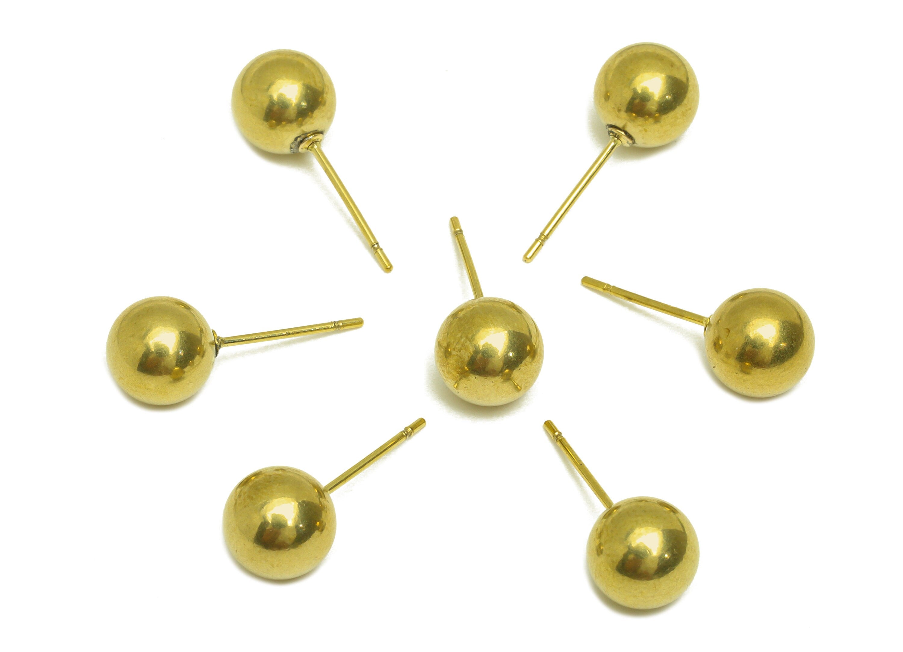 8mm Brass Ball Earring Stud - Raw Brass Bead Earring Post - Brass Round Ball Earring Post - Geometry Earring Post - 8x8x8mm - PP10544 - DOMEDBAZAAR