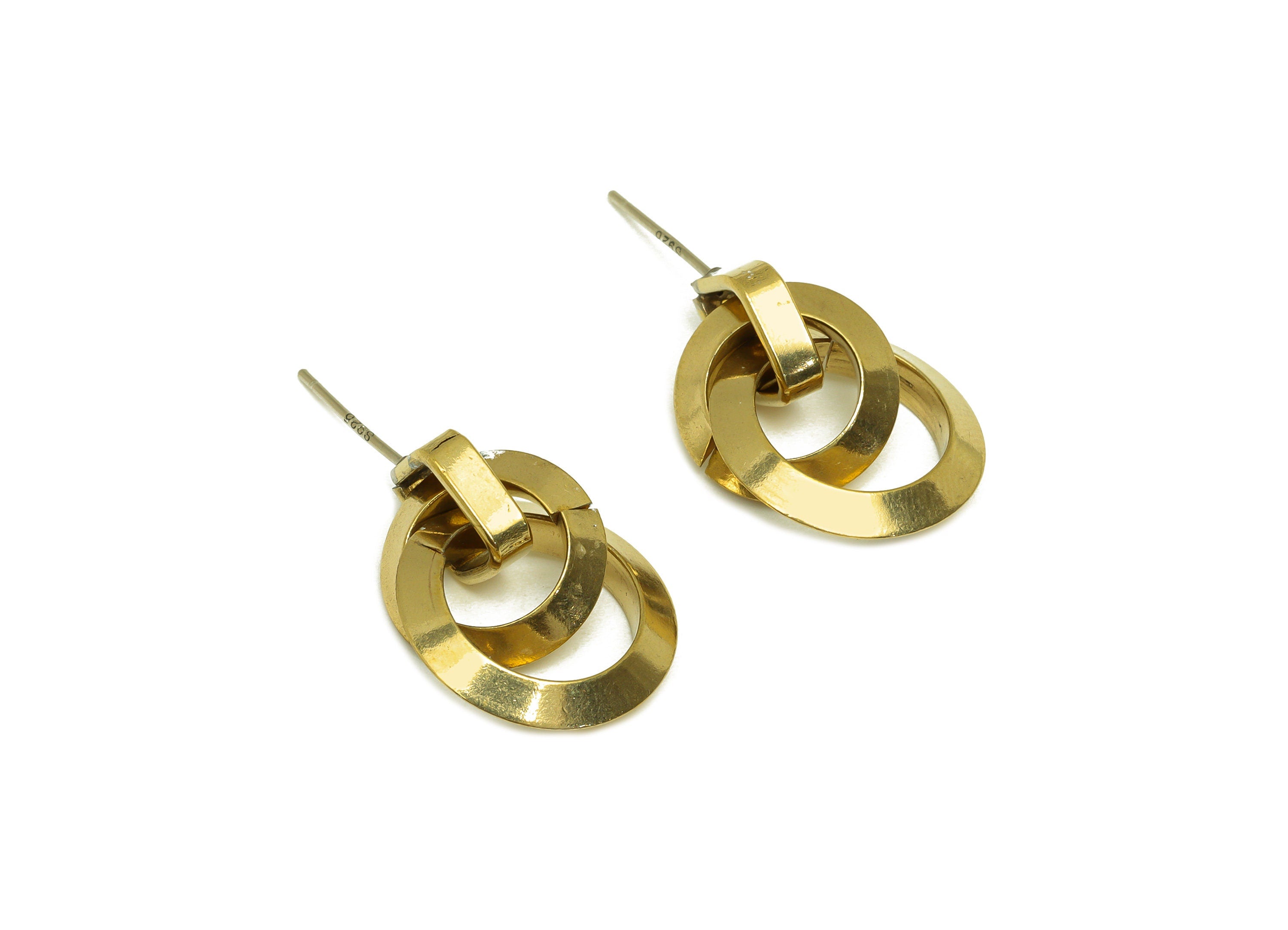 Brass Round Earring Stud - Raw Brass Dangle Circle Earring Post - Brass Interlock Earring Post - Geometry Link Post - 27x17x3.86mm - PP10616 - DOMEDBAZAAR