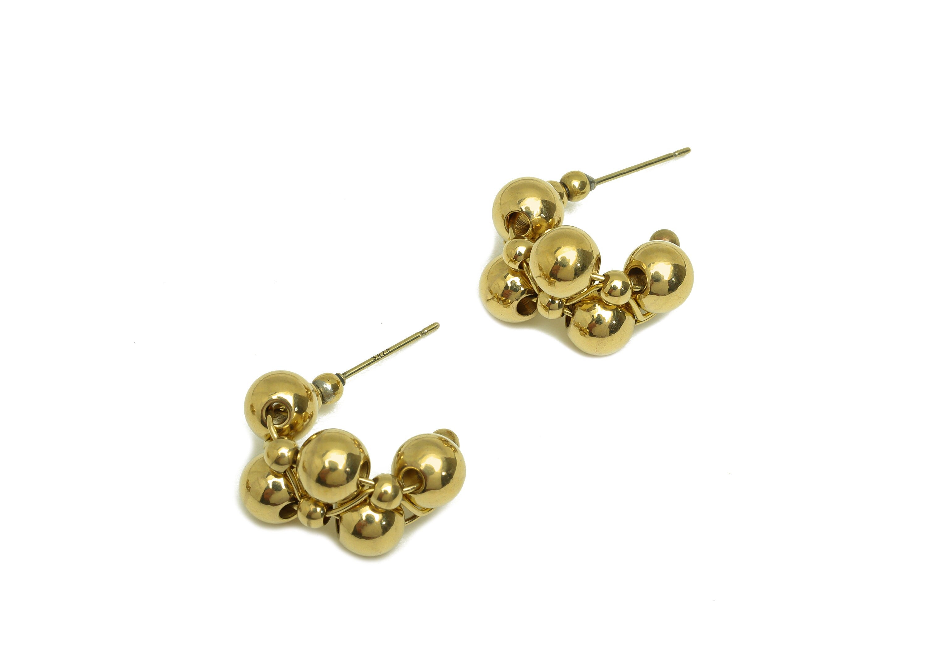 Brass Hoop C Earring Stud - Raw Brass Beaded Hoop Earring Post - Brass Open Hoop Bead Earring Post - Silver Stud - 21x15x12mm - PP10619 - DOMEDBAZAAR