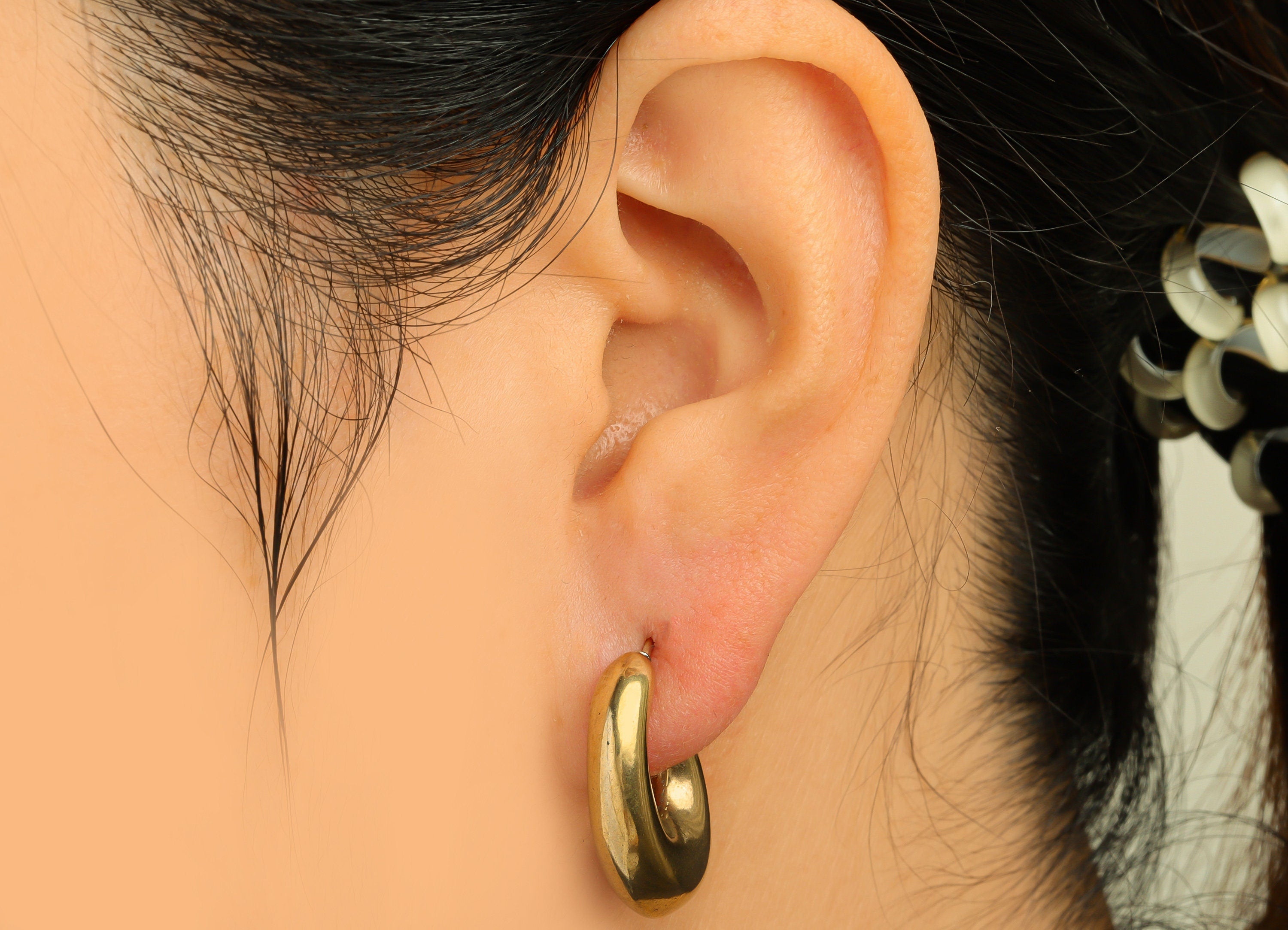 Brass Hoop Earring Stud - Raw Brass Hoop Oval Earring Post - Brass Open Hoop Thick Earring Post - Stainless Steel - 23x16x7mm - PP10555 - DOMEDBAZAAR