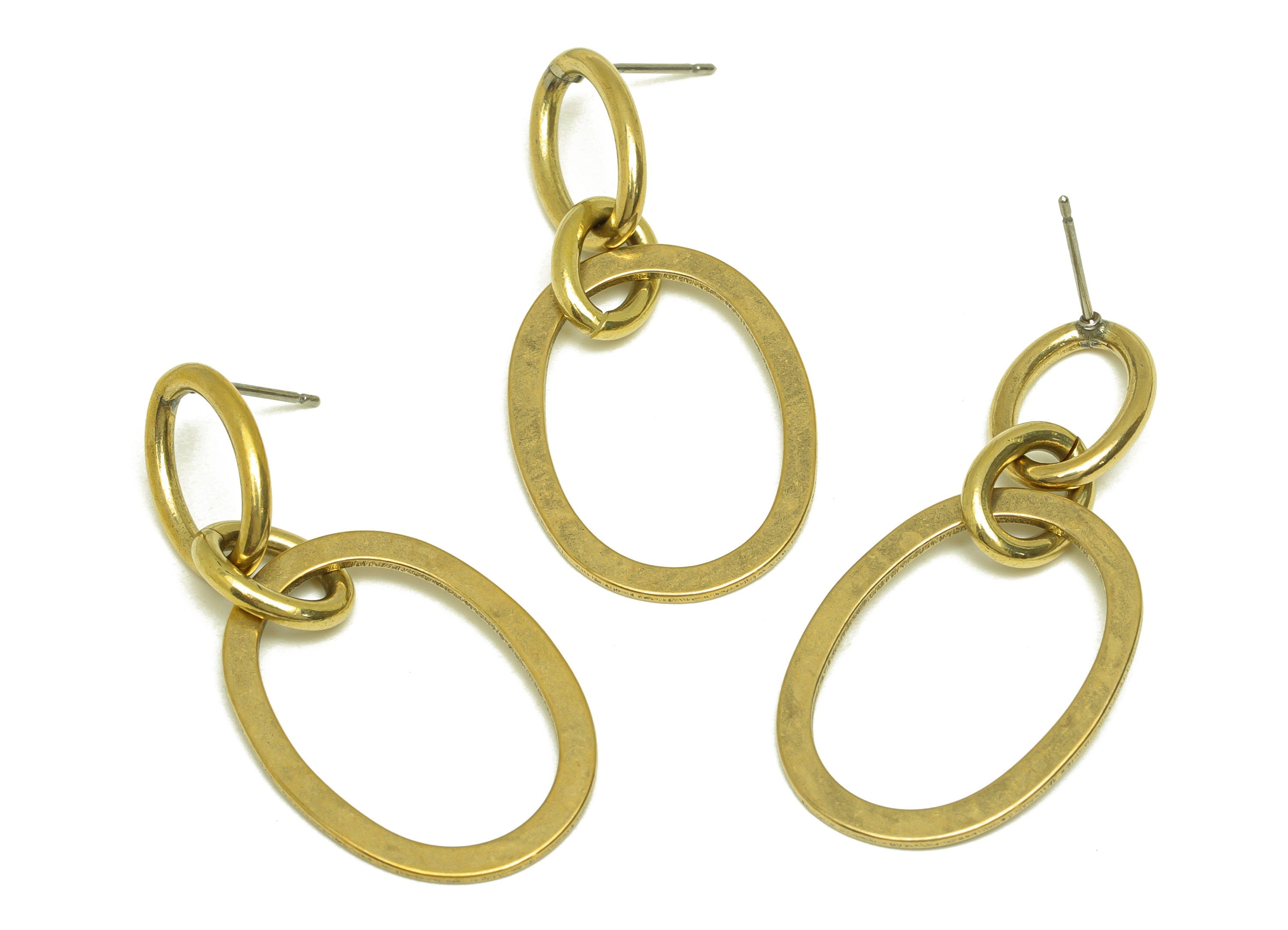 Brass Interlock Earring Stud - Raw Brass Heart Oval Earring Post - Brass Dangle Stud Earring - Interlock Post - 41x20x1mm - PP10618 - DOMEDBAZAAR