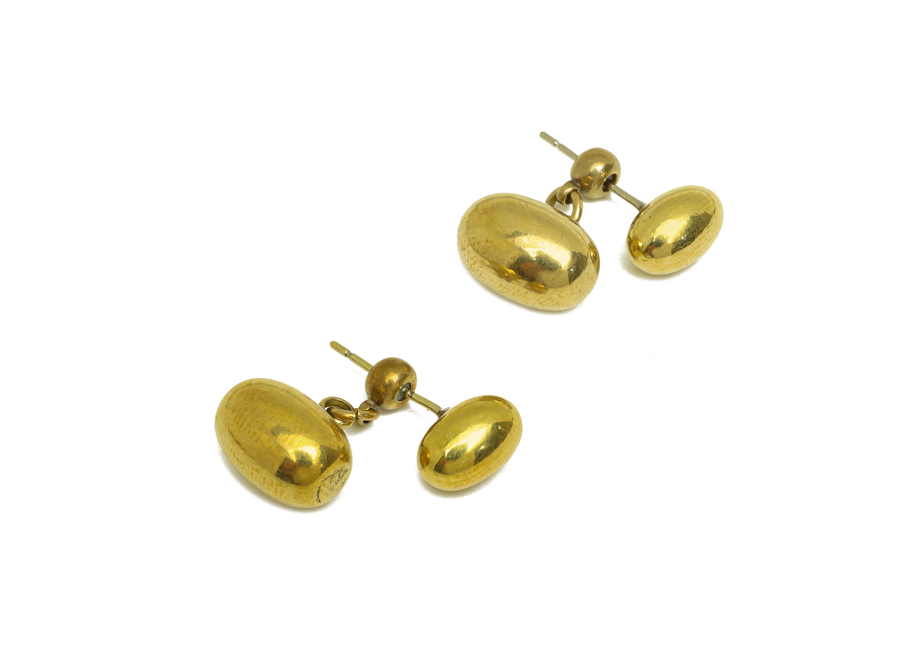 Brass Bead Earring Stud - Raw Brass Oval Bead Earring Post - Brass Dangle Bead Earring Stud - 925 Silver Stud - 22x11.5x7.8mm - PP10603 - DOMEDBAZAAR