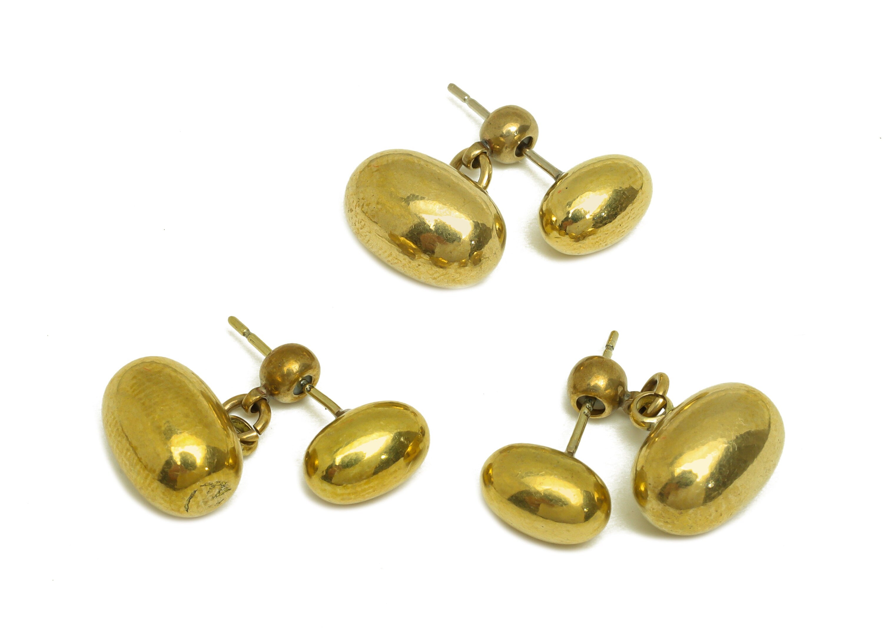 Brass Bead Earring Stud - Raw Brass Oval Bead Earring Post - Brass Dangle Bead Earring Stud - 925 Silver Stud - 22x11.5x7.8mm - PP10603 - DOMEDBAZAAR