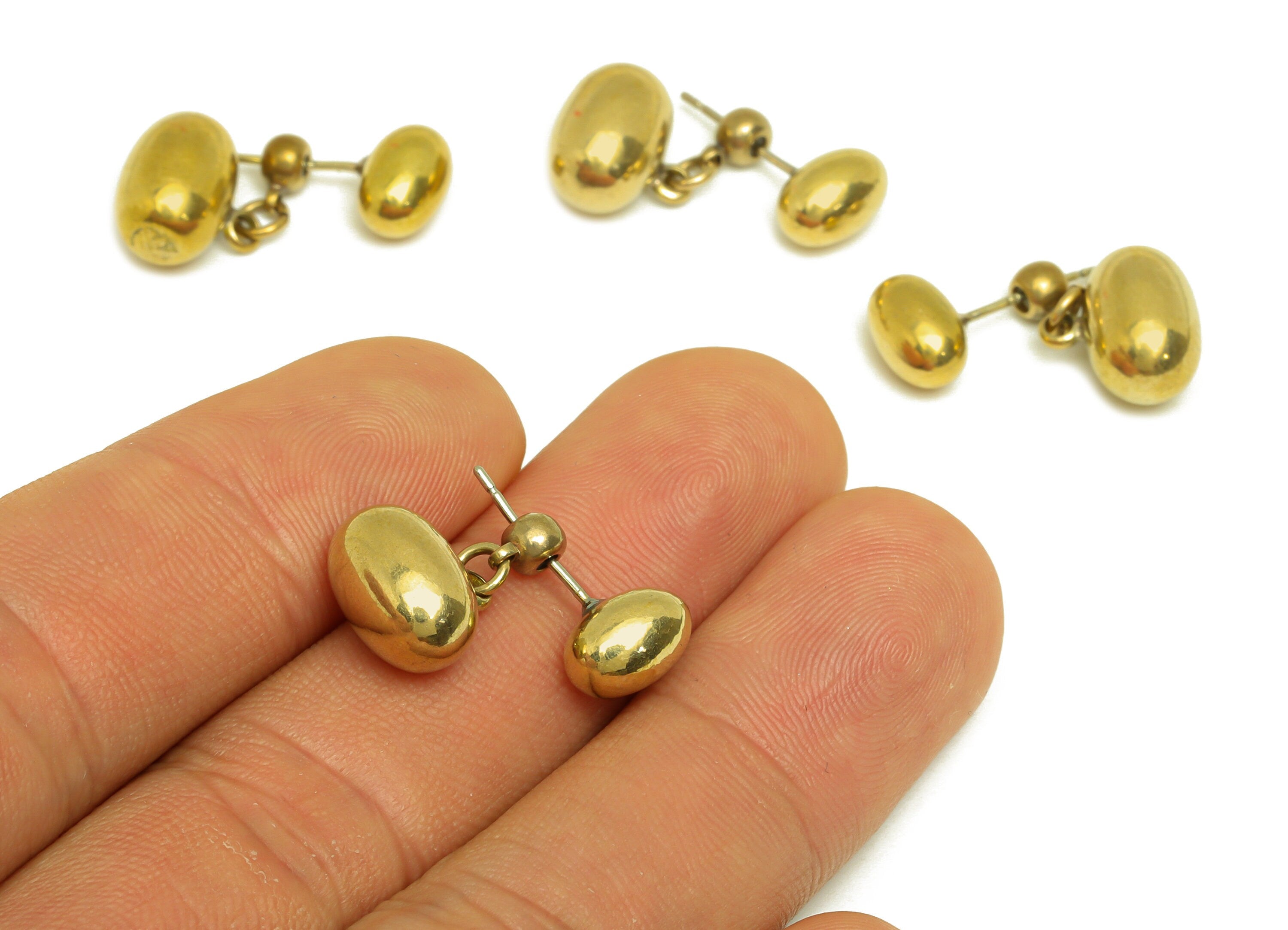 Brass Bead Earring Stud - Raw Brass Oval Bead Earring Post - Brass Dangle Bead Earring Stud - 925 Silver Stud - 22x11.5x7.8mm - PP10603 - DOMEDBAZAAR