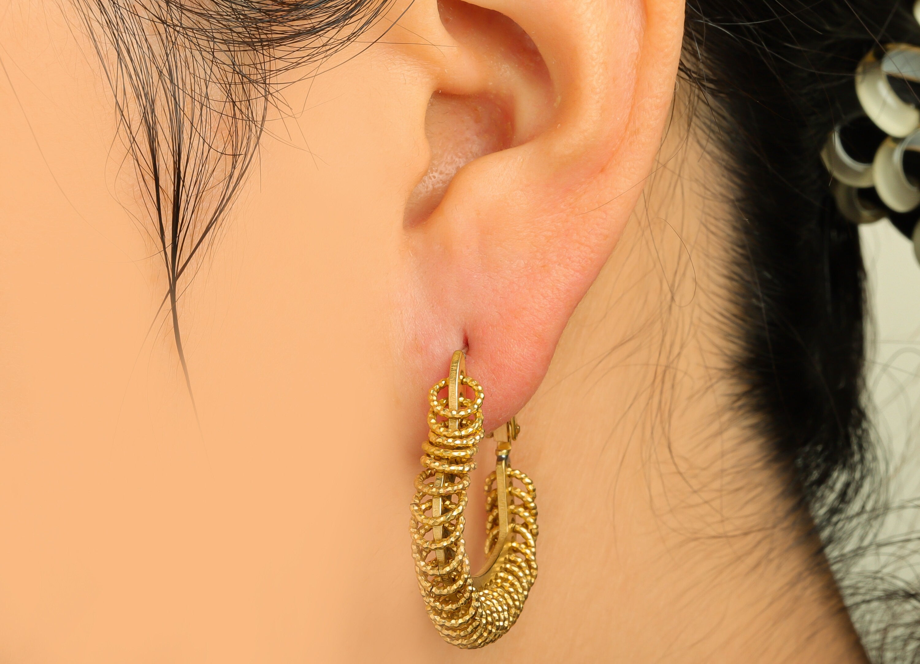 Brass Hoop Earring - Raw Brass Heart Clasp Back Earring - Brass Textured Hoop Clasp Earring - Jump Ring Clasp Earring - 32x29x2mm - PP10565 - DOMEDBAZAAR