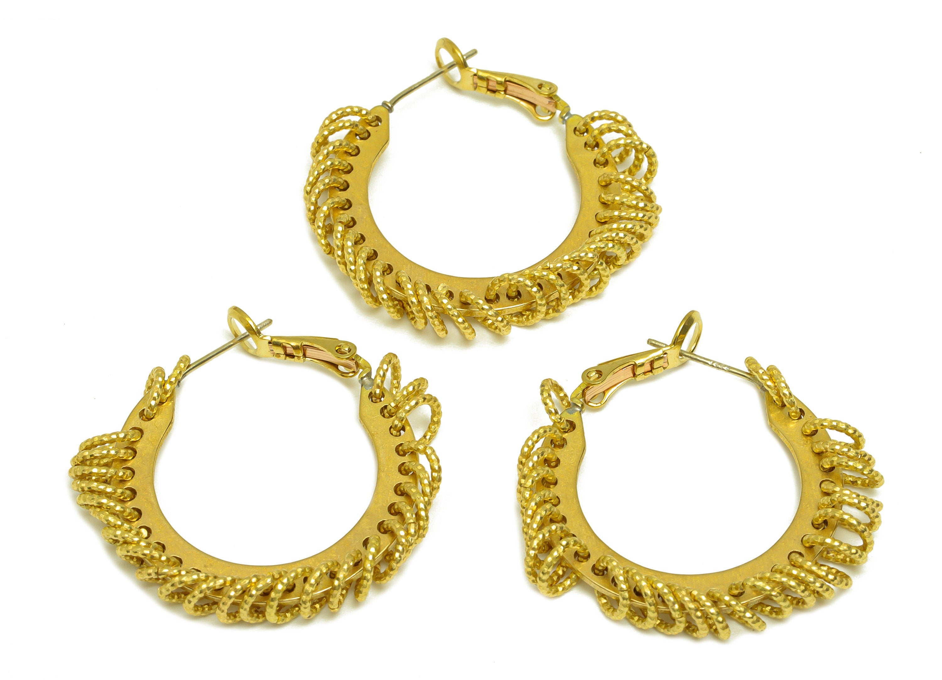 Brass Hoop Earring - Raw Brass Round Clasp Back Earring - Brass Textured Hoop Clasp Earring - Jump Ring Clasp Earring - 30x29x5mm - PP10602 - DOMEDBAZAAR