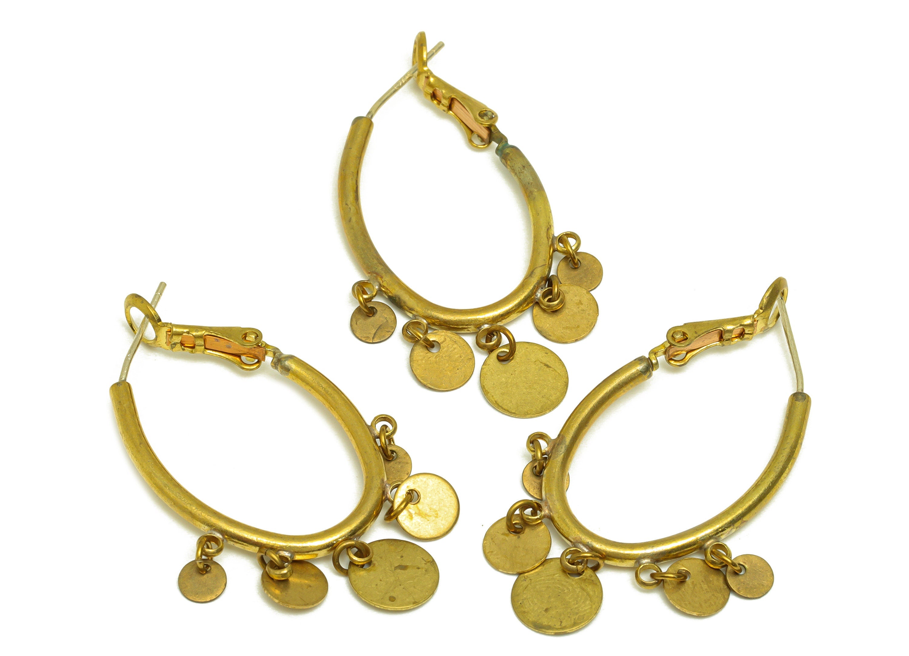 Brass Hoop Earring - Raw Brass Oval Clasp Back Earring - Brass Dangle Round Hoop Clasp Earring - Brass Clasp Earring - 43x21.5x2mm - PP10621 - DOMEDBAZAAR