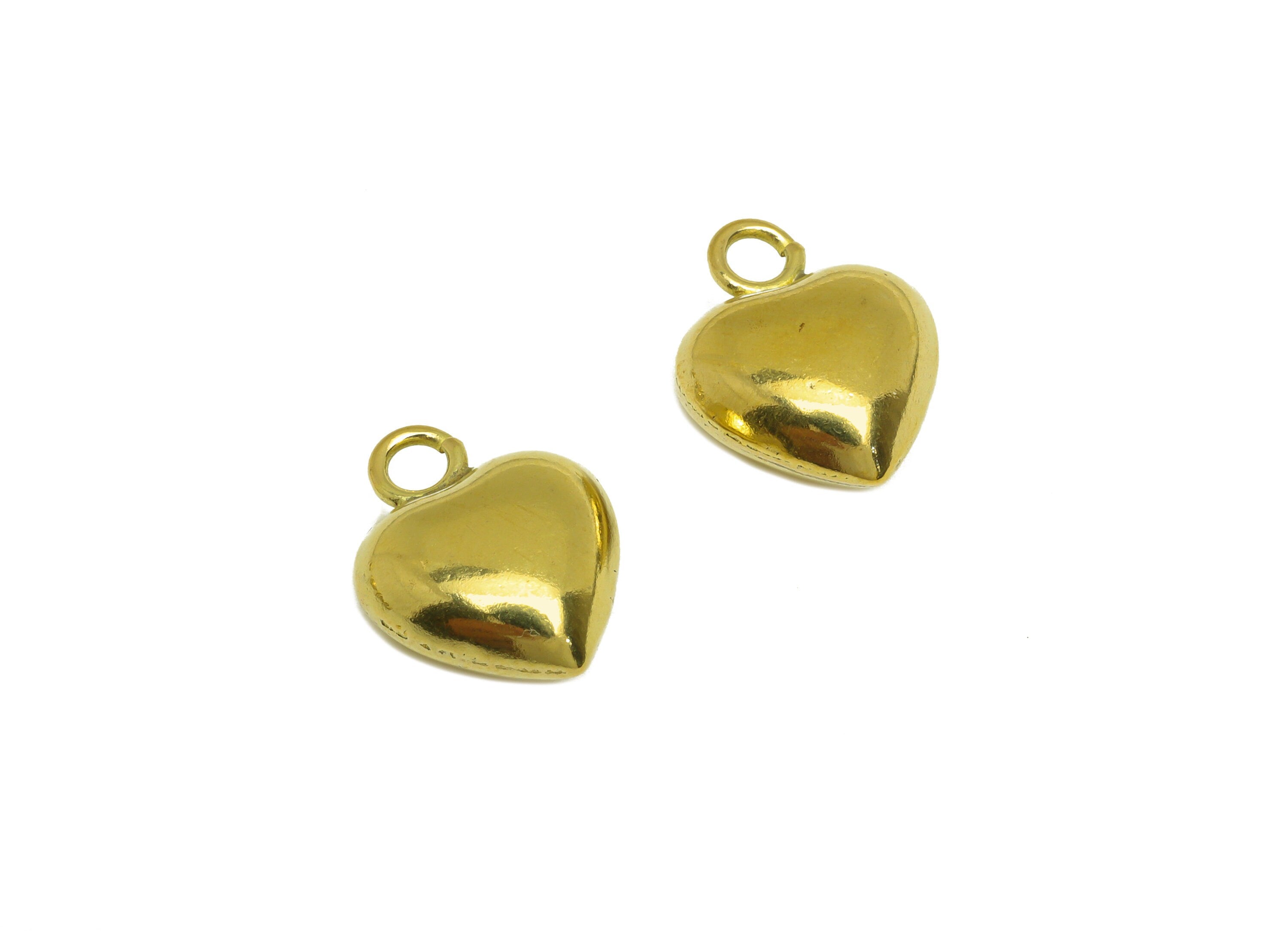 Brass Heart Earring Charm - Raw Brass Heart Earring Charms - Brass Cubic Heart Pendant - Earring Finding - 15x11.8x6mm - PP10551 - DOMEDBAZAAR