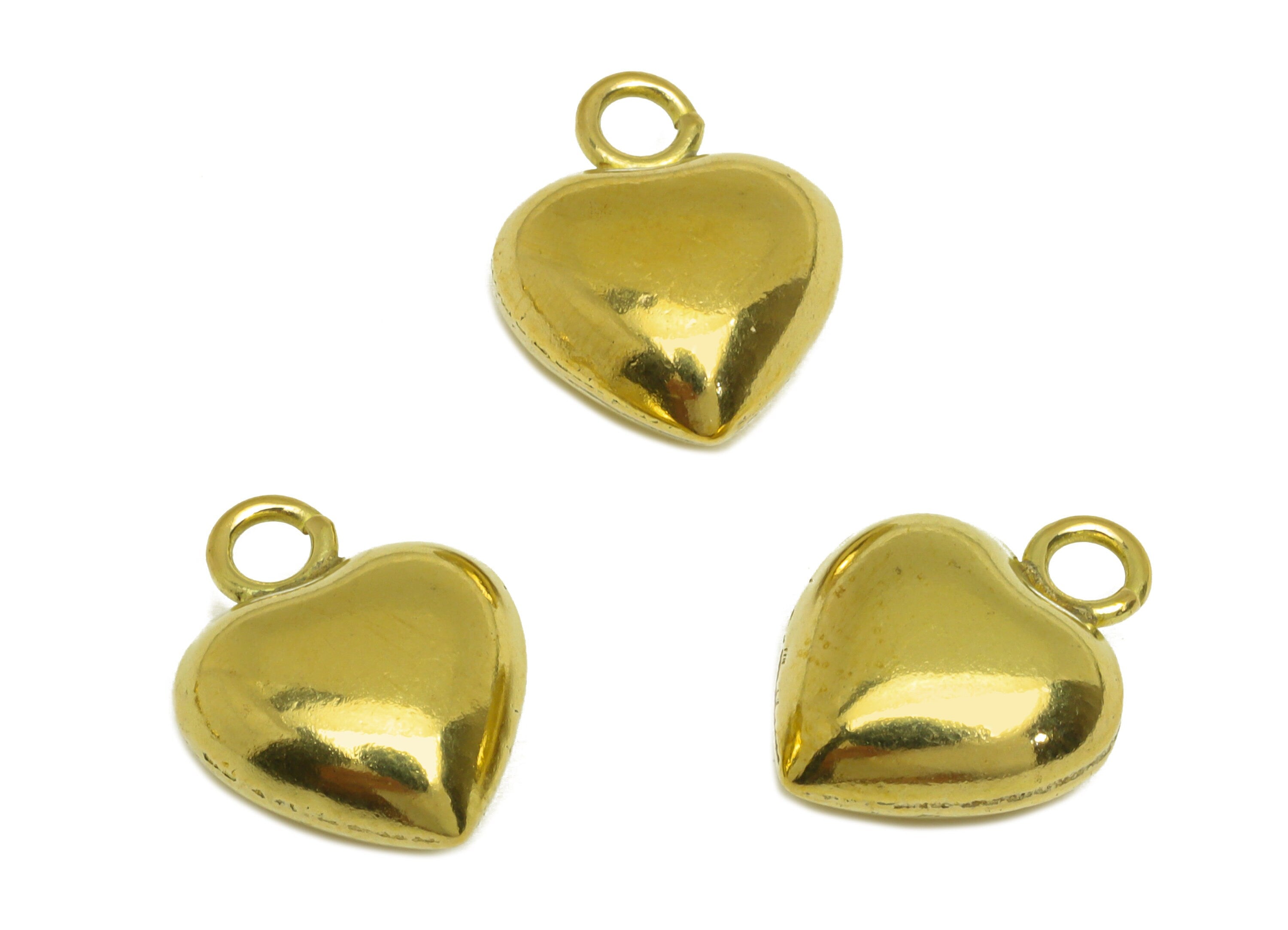 Brass Heart Earring Charm - Raw Brass Heart Earring Charms - Brass Cubic Heart Pendant - Earring Finding - 15x11.8x6mm - PP10551 - DOMEDBAZAAR