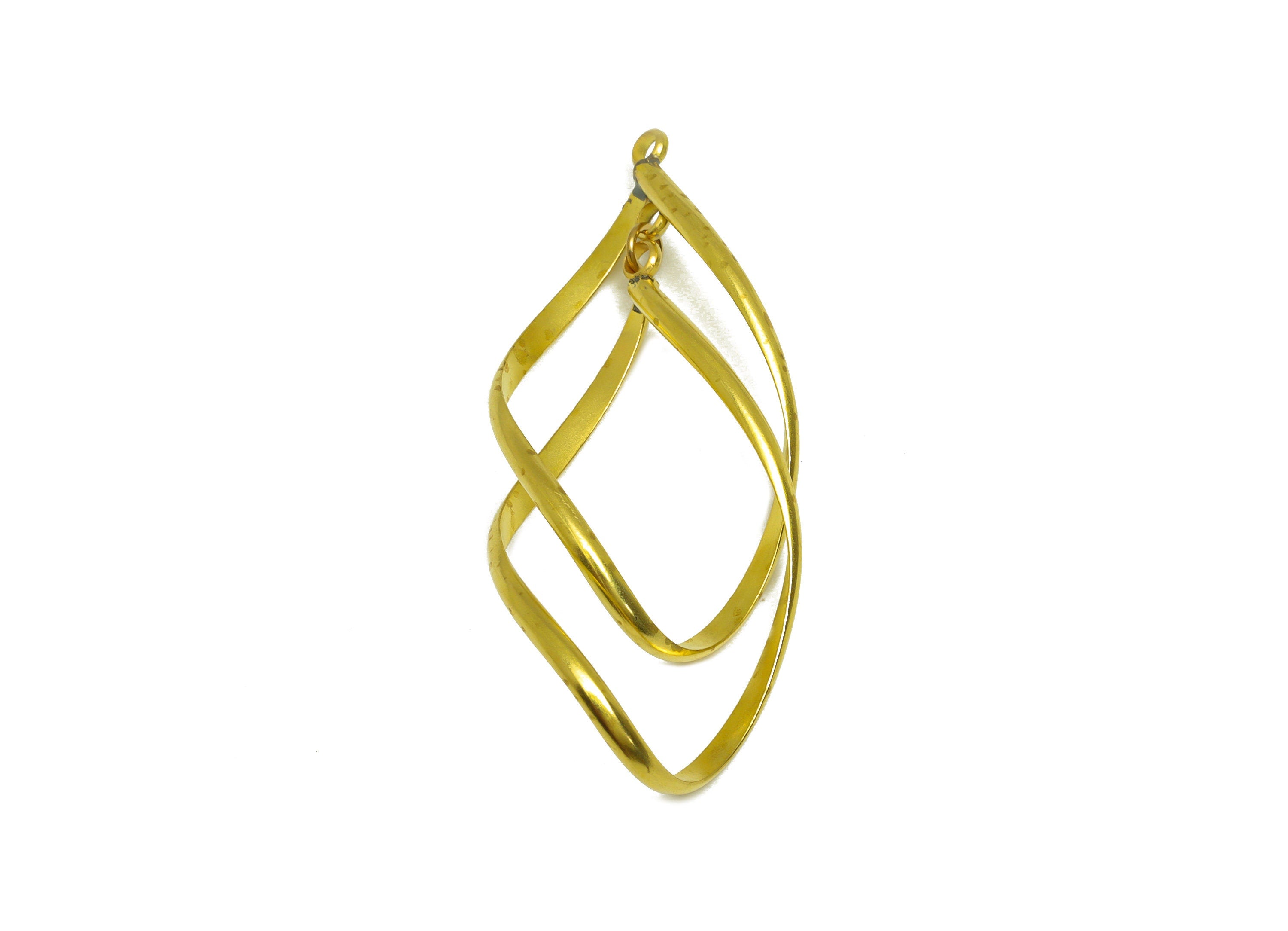 Brass Bent Drop Earring Charm - Raw Brass Dangle Teardrop Earring Charms - Brass Dangle Pendant - Earring Finding - 43x20x0.95mm - PP10577 - DOMEDBAZAAR