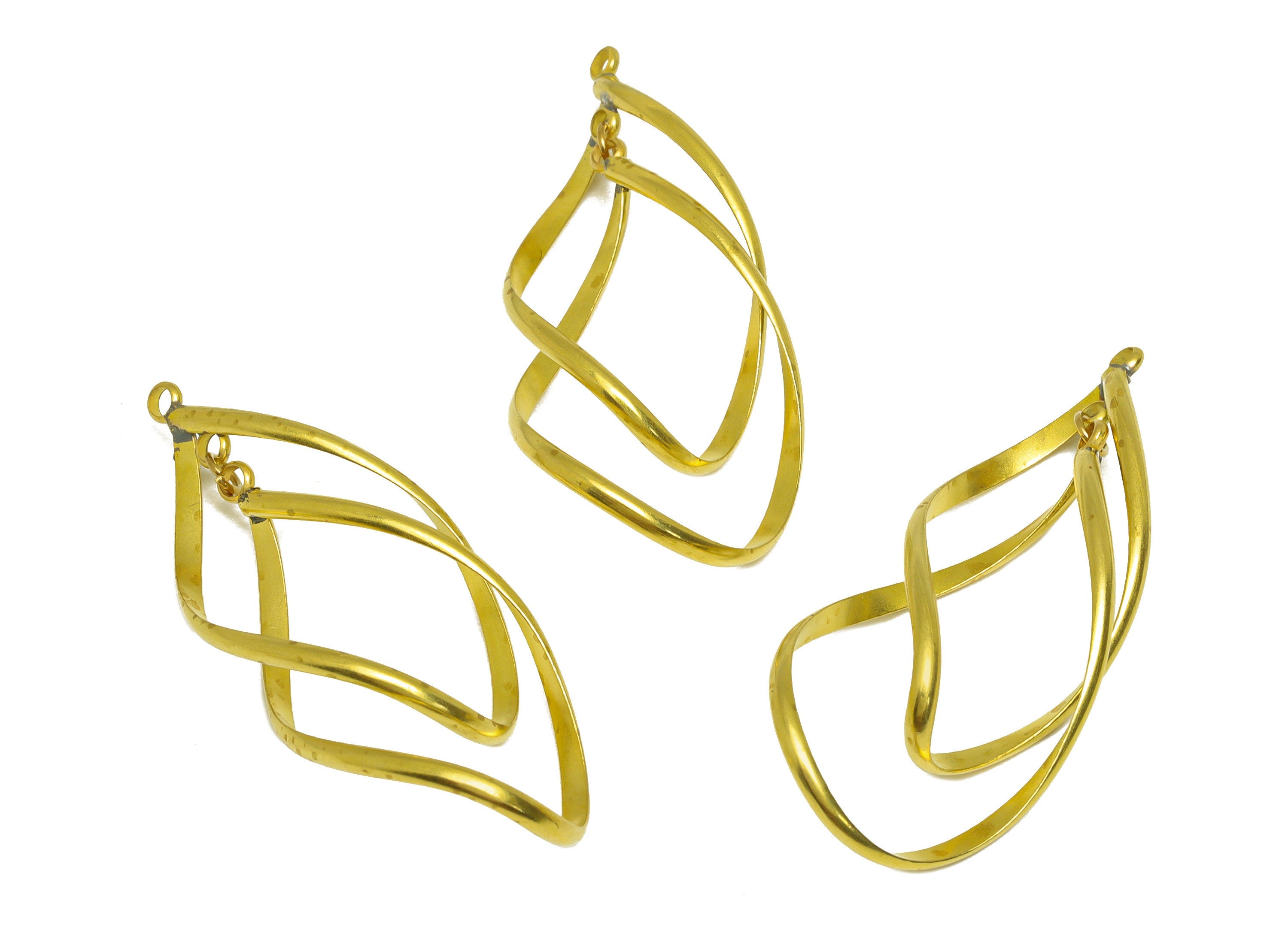 Brass Bent Drop Earring Charm - Raw Brass Dangle Teardrop Earring Charms - Brass Dangle Pendant - Earring Finding - 43x20x0.95mm - PP10577 - DOMEDBAZAAR