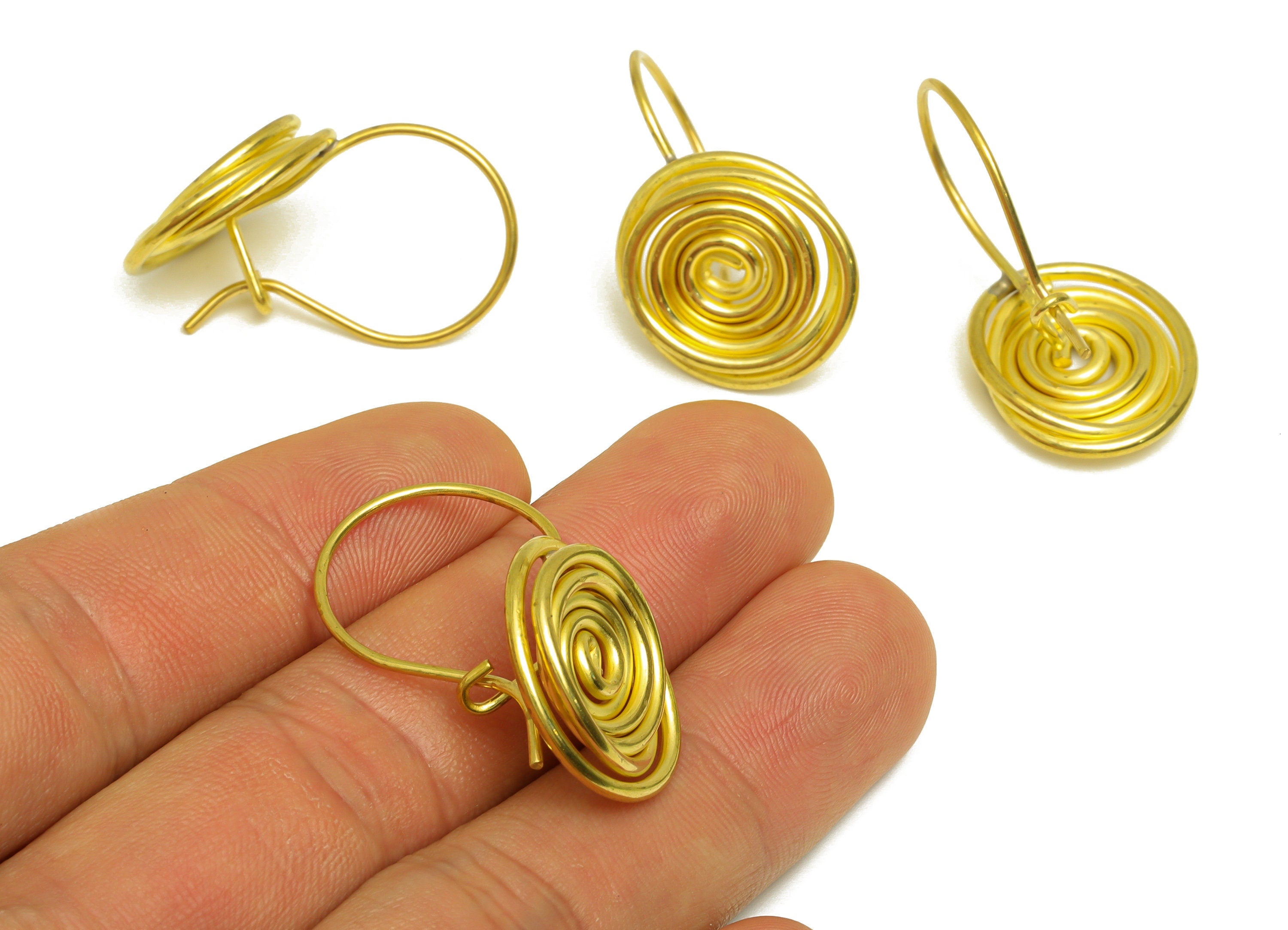 Brass Snail Hoop Earring Wire - Raw Brass Snail Ear Wire - Brass Hoop Ear Wire - Brass Ear Wire - Earring Finding - 31.6x21x3mm - PP10622 - DOMEDBAZAAR