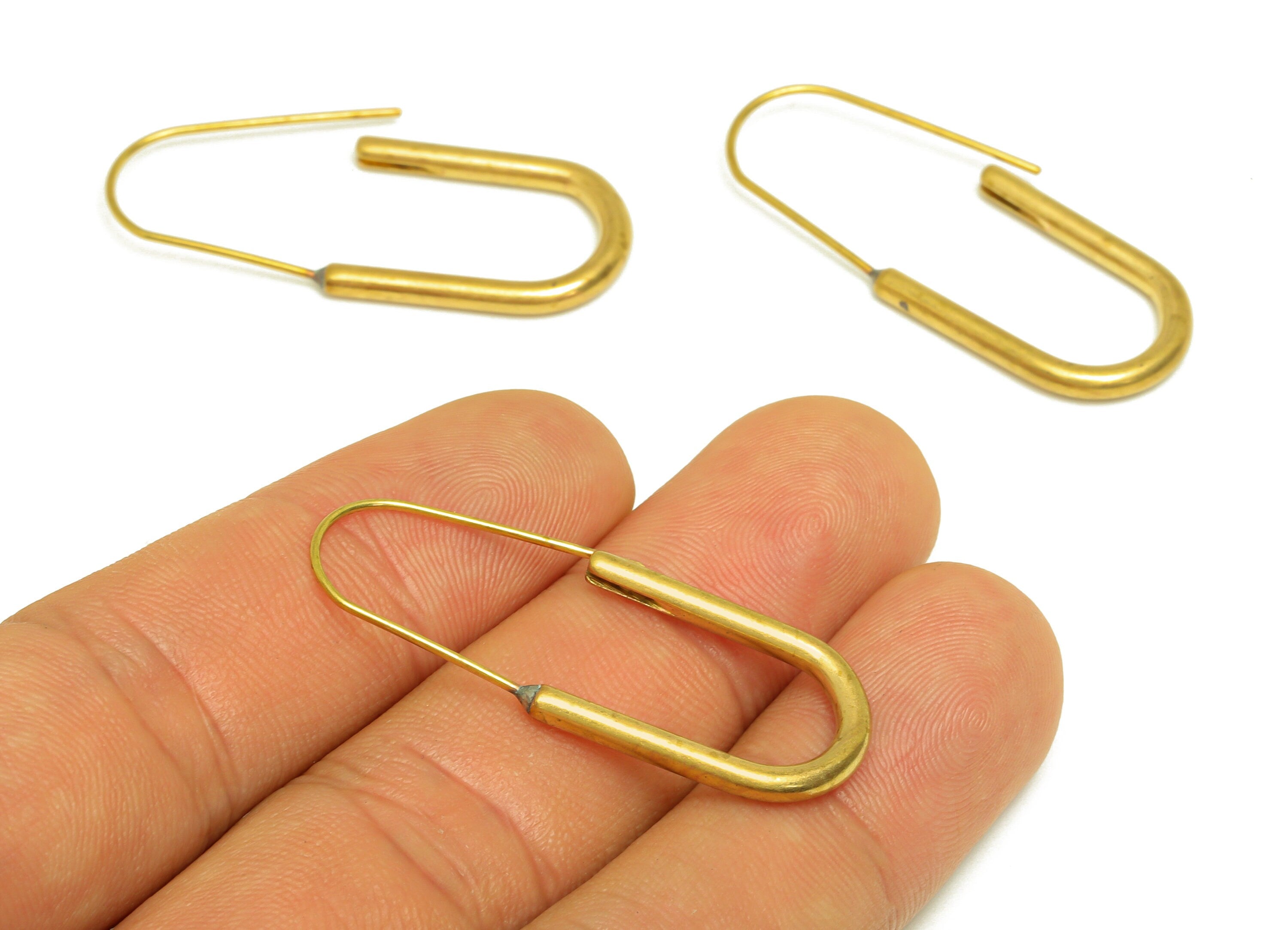 Brass Hoop Earring Wire - Raw Brass U Ear Wire - Brass Hoop Ear Wire - Brass Geometry Ear Wire - Earring Finding - 39x15x2.5mm - PP10567 - DOMEDBAZAAR