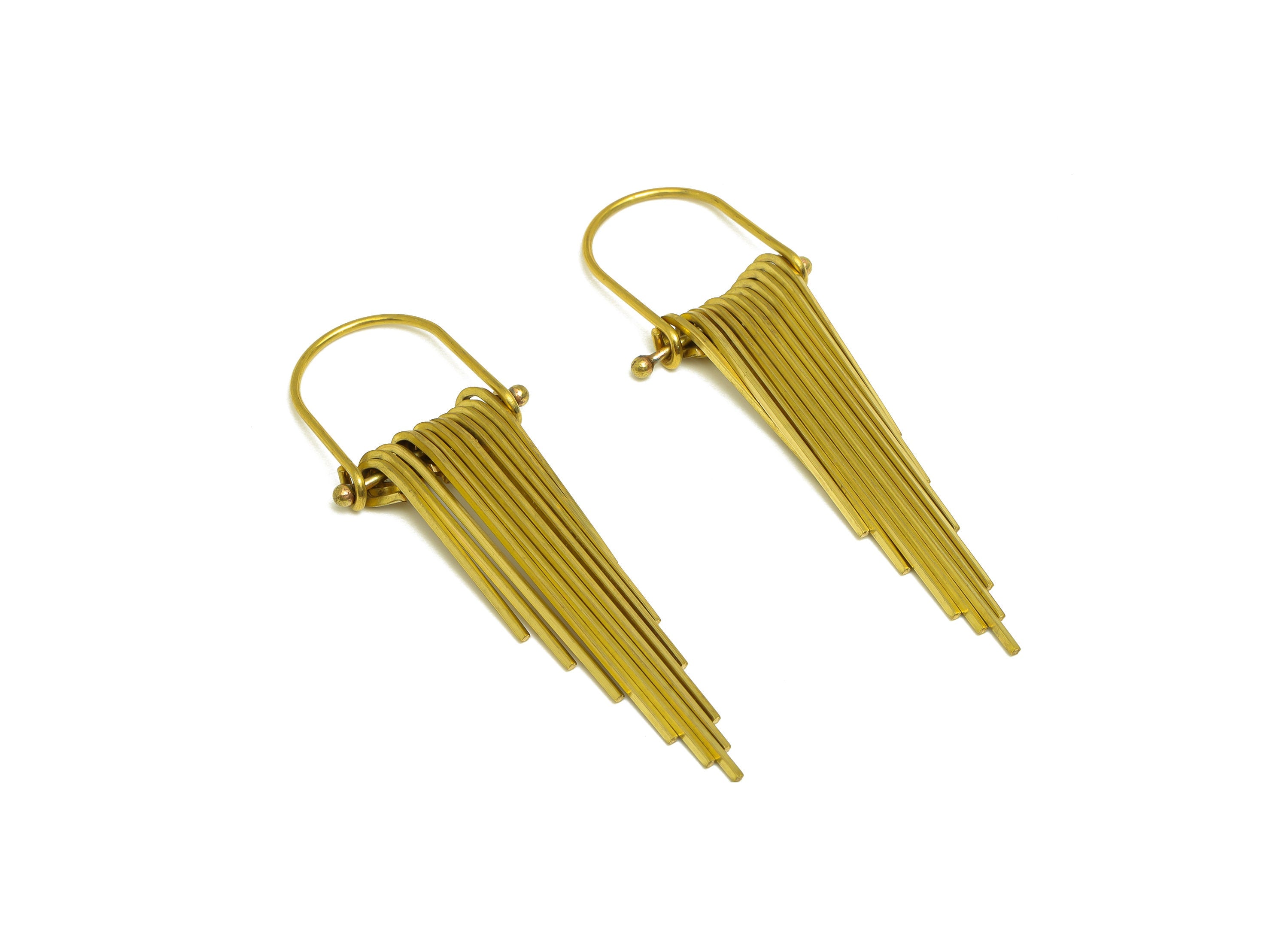 Brass Domed Tassel Earring Charm - Raw Brass Wire Earring Charm - Brass Tassel Earring Charm - Brass Dangle Charm - 63.5x18x1.5mm - PP10478 - DOMEDBAZAAR