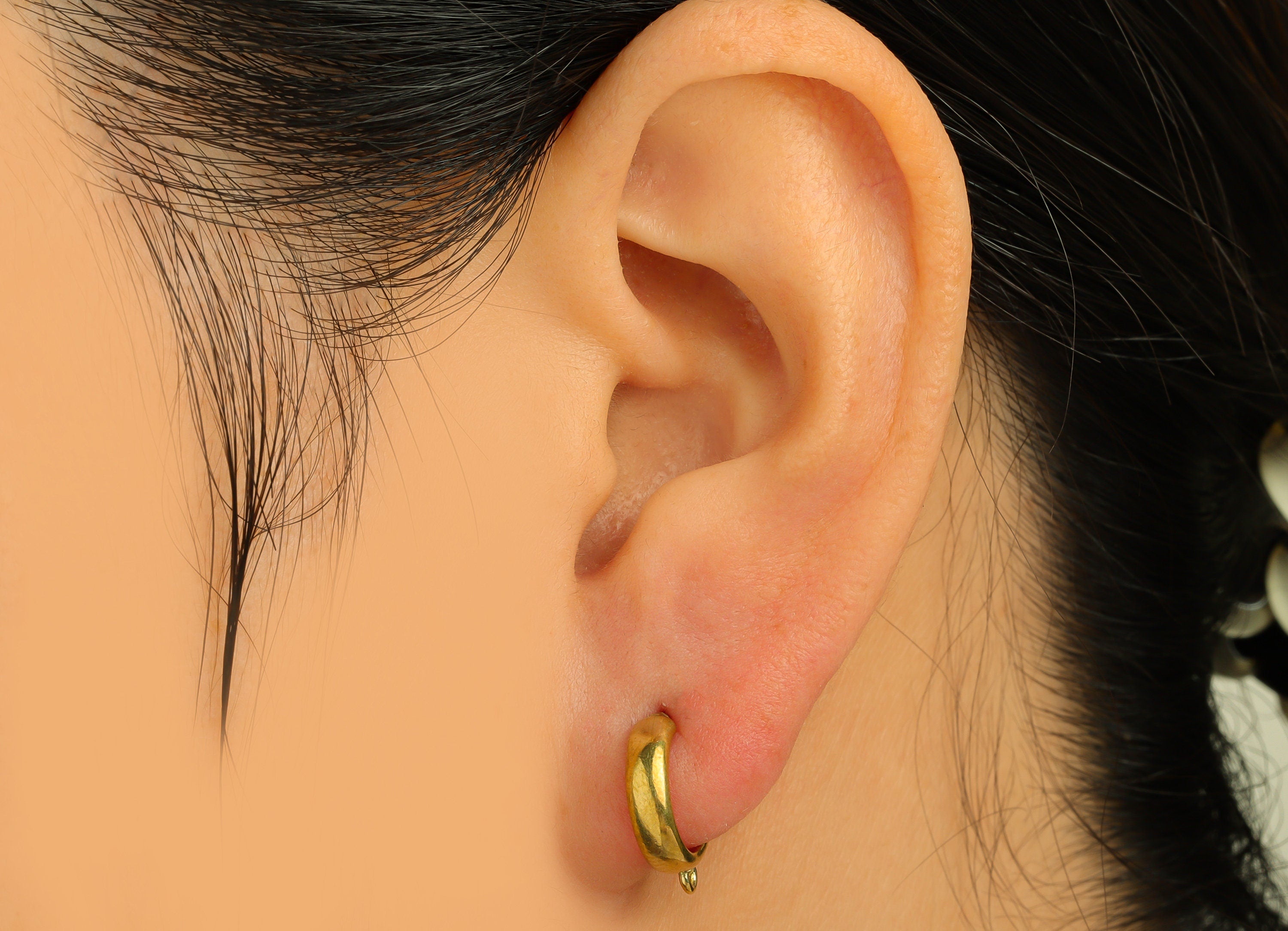 Brass Hoop C Earring Stud - Raw Brass Open Hoop Earring Post With Loop - Brass Hoop Earring Stud - Hoop With Loop - 14x8.5x3.4mm - PP10645 - DOMEDBAZAAR