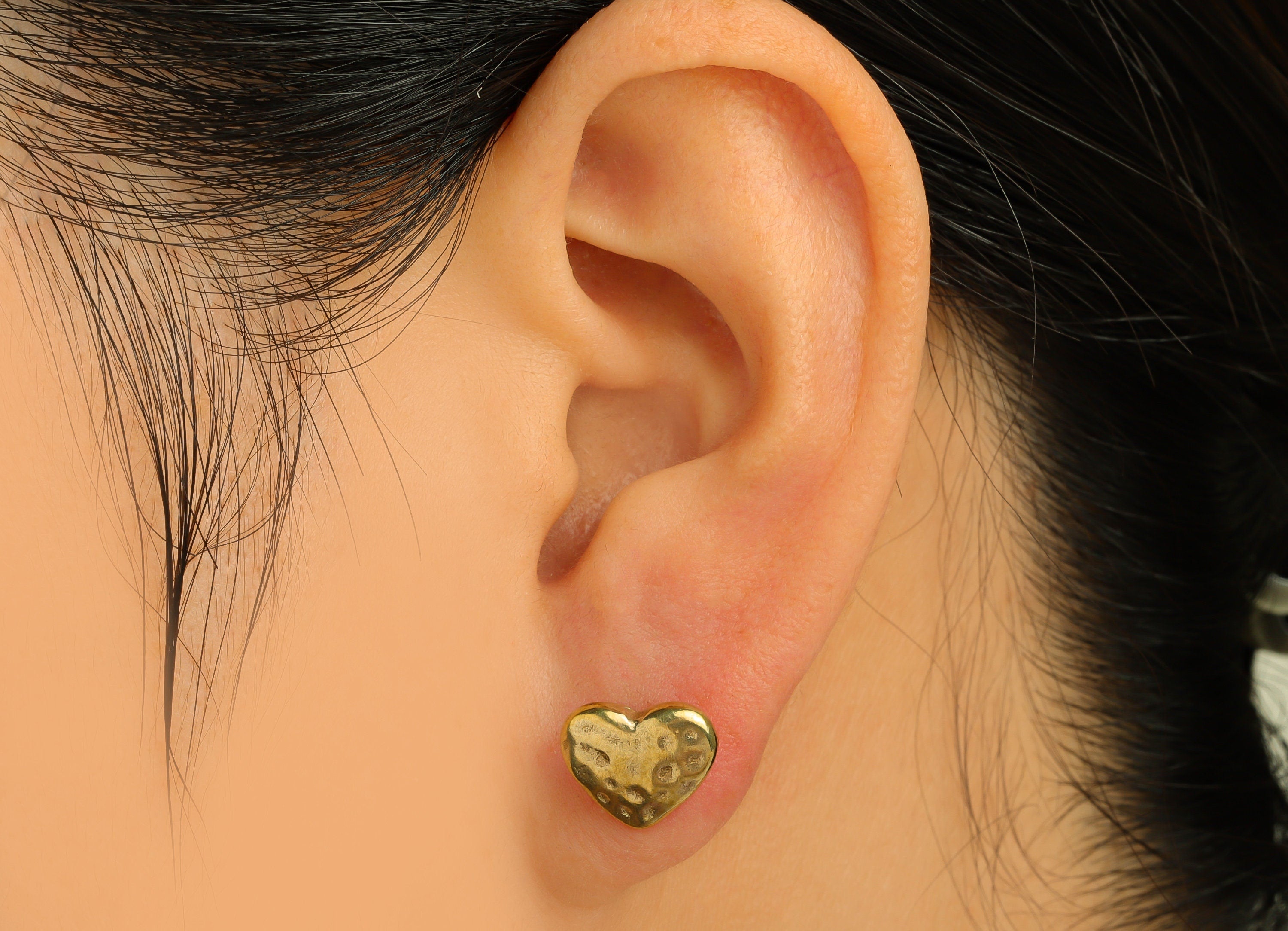 Brass Heart Earring Stud - Raw Brass Hammered Heart Earring Post - Brass Textured Heart Earring Stud - Heart Post - 10x11.4x4mm- PP10652 - DOMEDBAZAAR