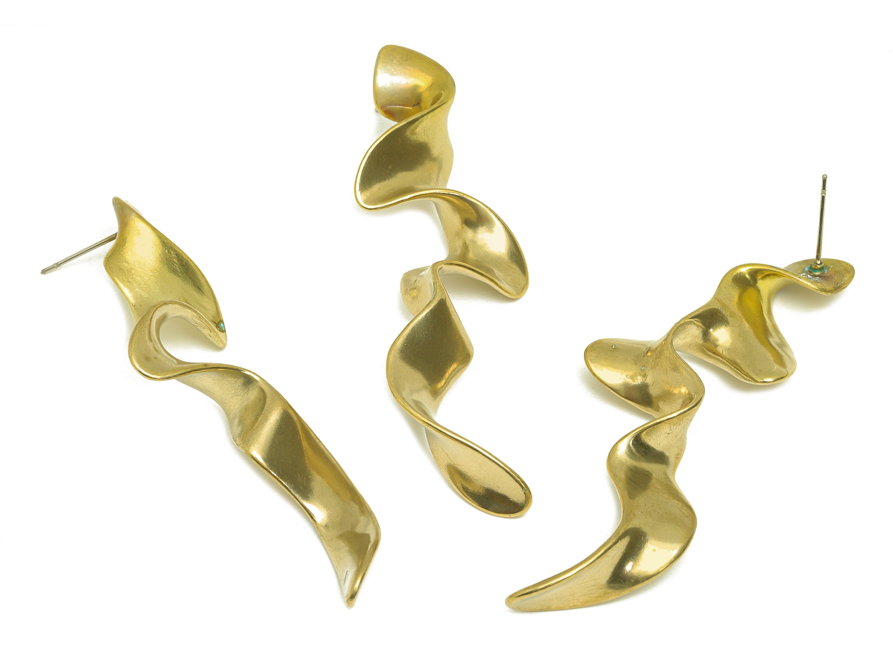 Brass Wavy Stick Earring Stud - Raw Brass Bent Bar Earring Post - Brass Long Bar Earring Stud - Brass Thick Post - 68.5x24x6.7mm - PP10635 - DOMEDBAZAAR