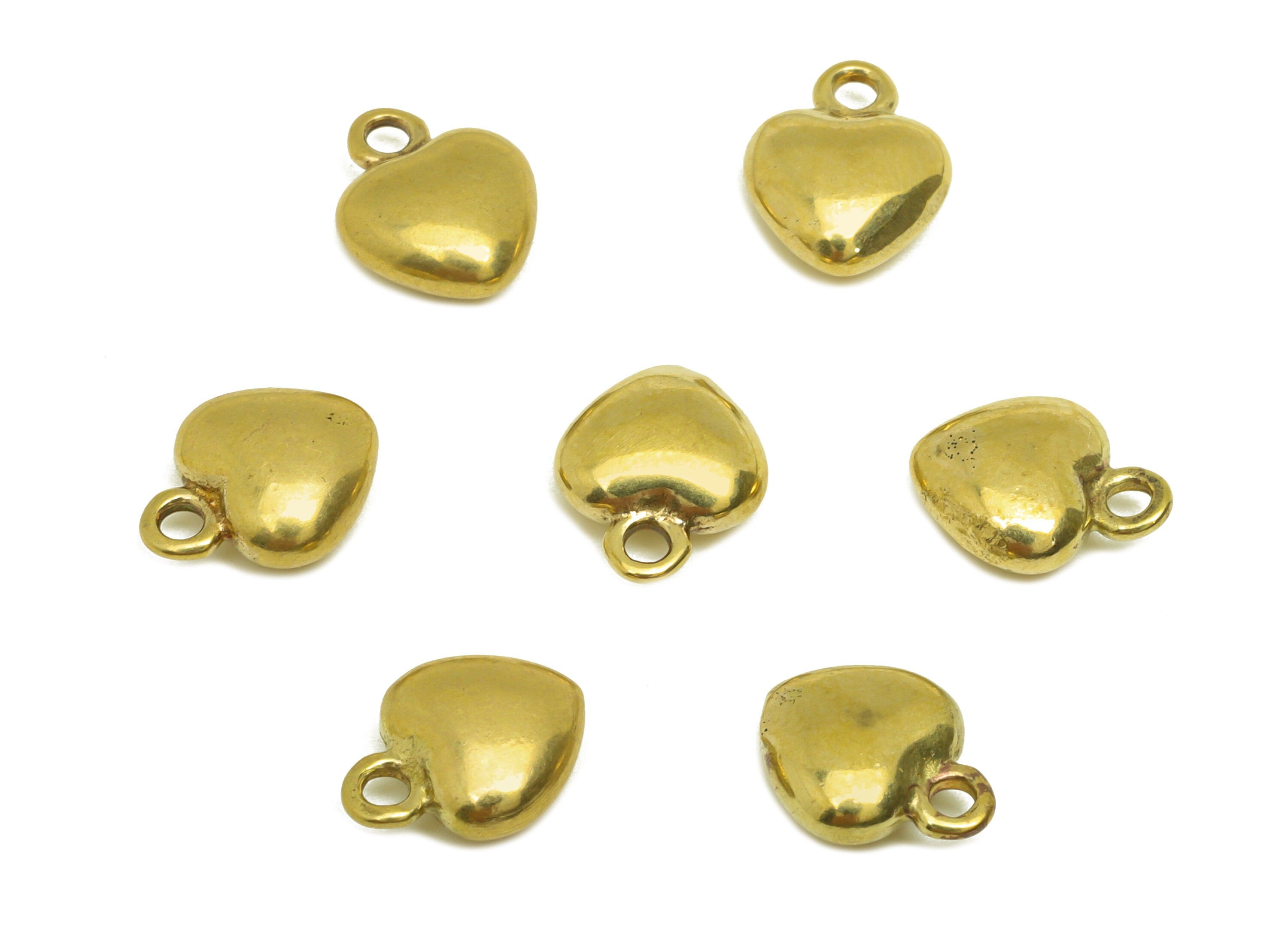 Brass Heart Earring Charm - Raw Brass Cubic Mini Heart Earring Charms - Brass Solid Heart Earring Charm - 9.9x7.9x3.77mm - PP10653 - DOMEDBAZAAR