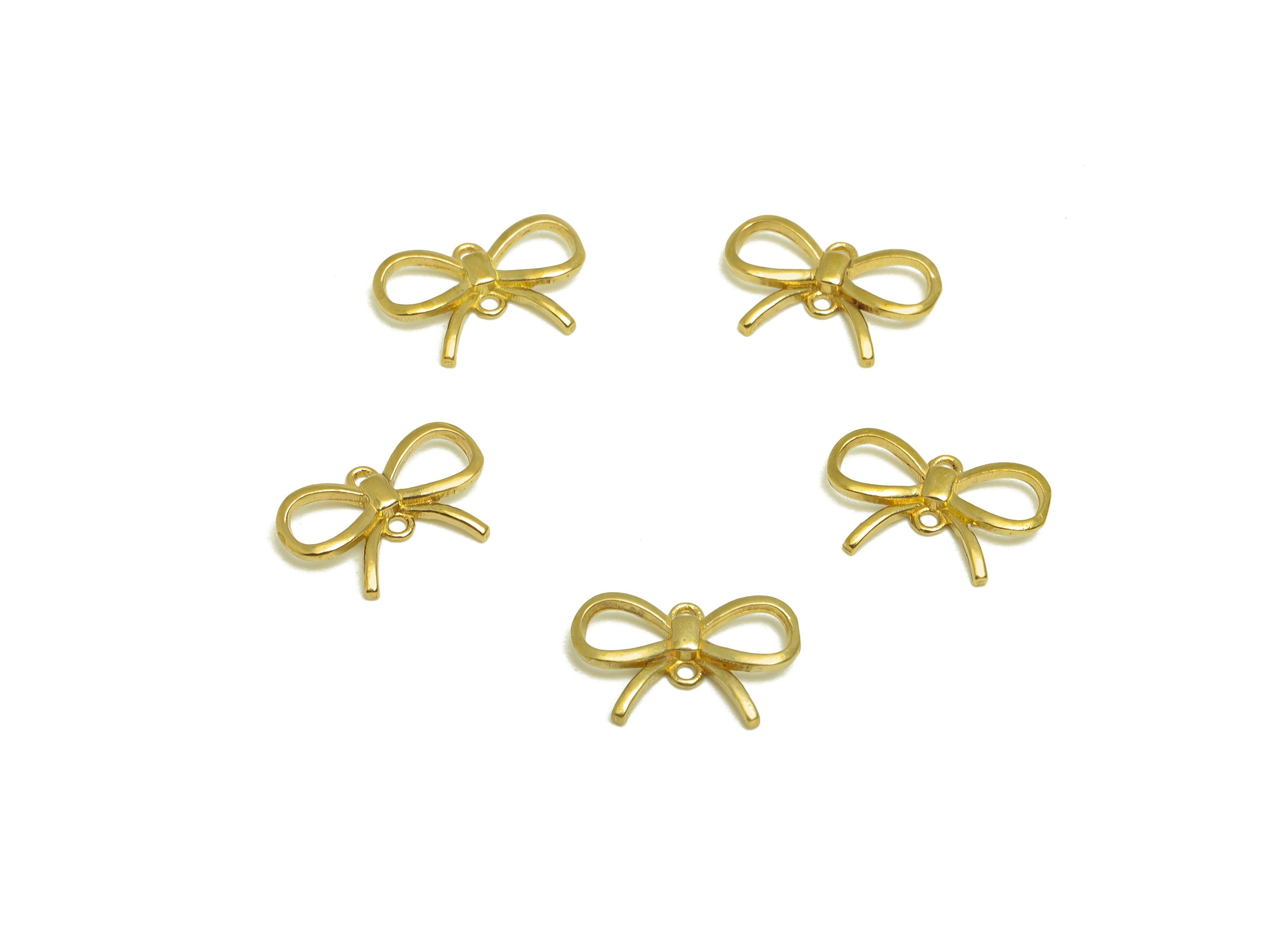 Brass Bow Tie Earring Connector - Raw Brass Mini Bow Tie Earring Charm - Brass Wire Bow Tie Earring Connector - 7.96x12.3x1.7mm - PP10475 - DOMEDBAZAAR