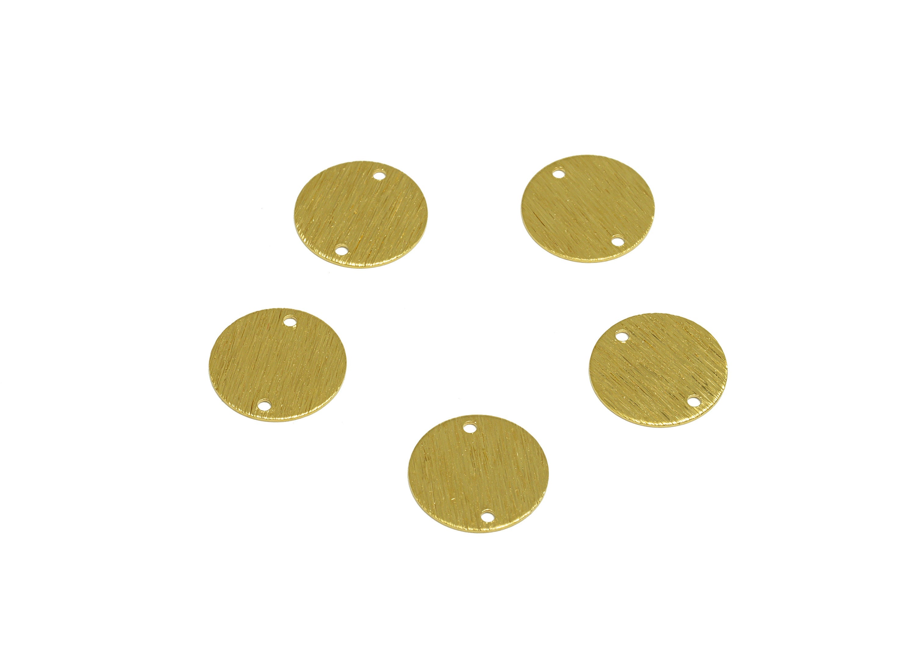 14mm Brass Round Earring Connector - Raw Brass Textured Circle Earring Charm - Brass Textured Round Connector - 14x14x0.5mm - PP10483 - DOMEDBAZAAR