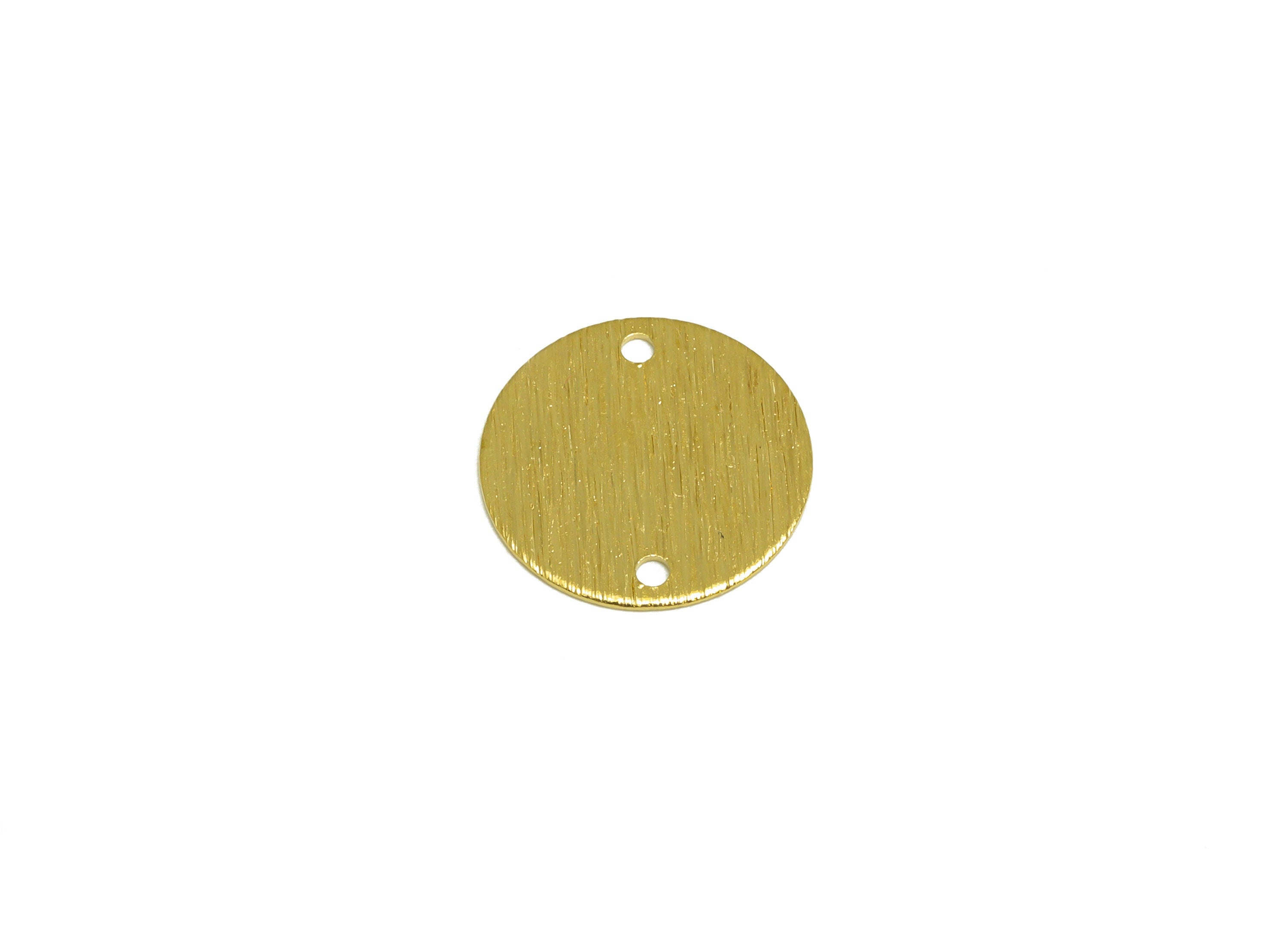 14mm Brass Round Earring Connector - Raw Brass Textured Circle Earring Charm - Brass Textured Round Connector - 14x14x0.5mm - PP10483 - DOMEDBAZAAR