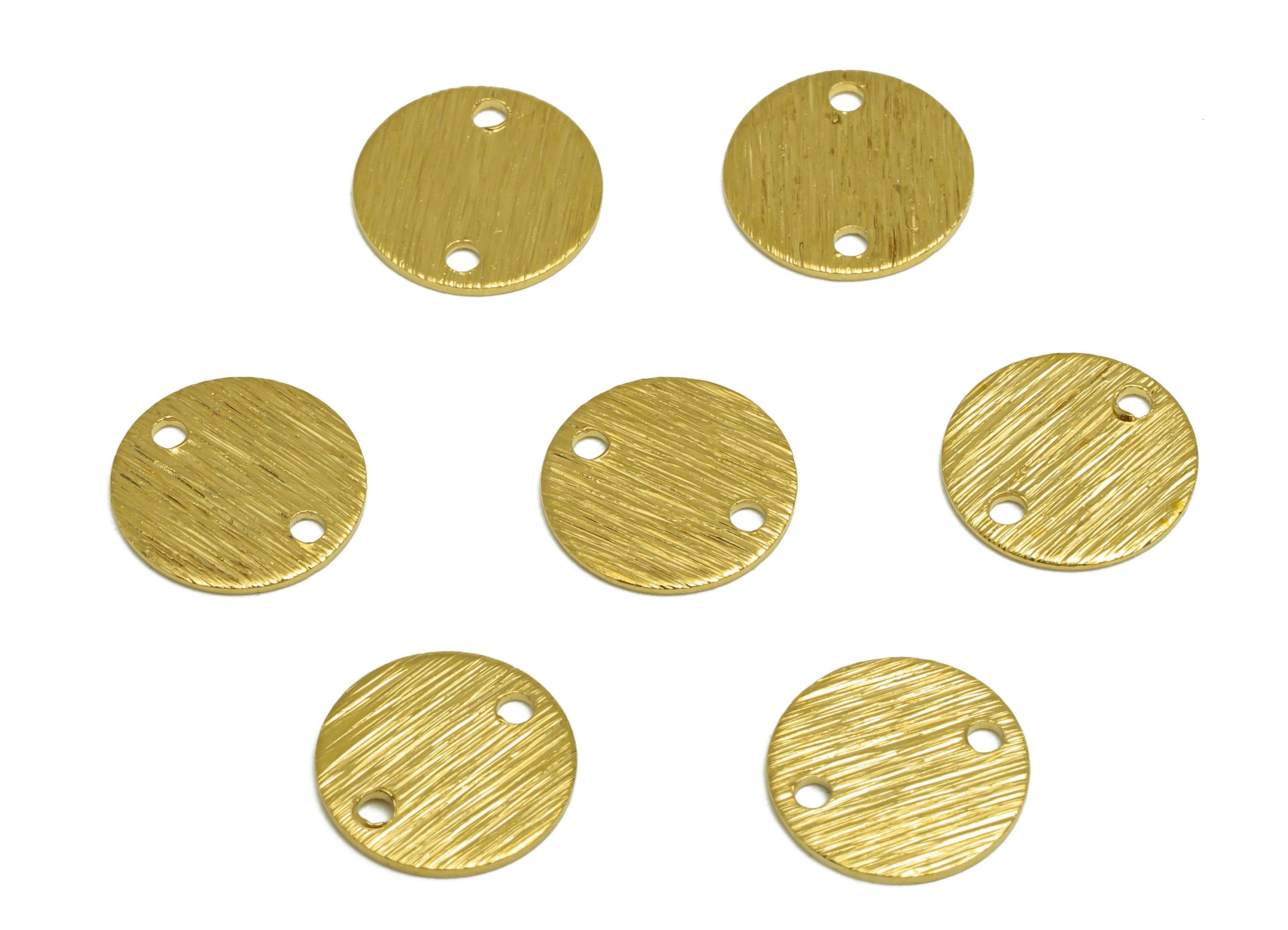 10mm Brass Round Earring Connector - Raw Brass Textured Circle Earring Charm - Brass Textured Round Connector - 10x10x0.5mm - PP10484 - DOMEDBAZAAR