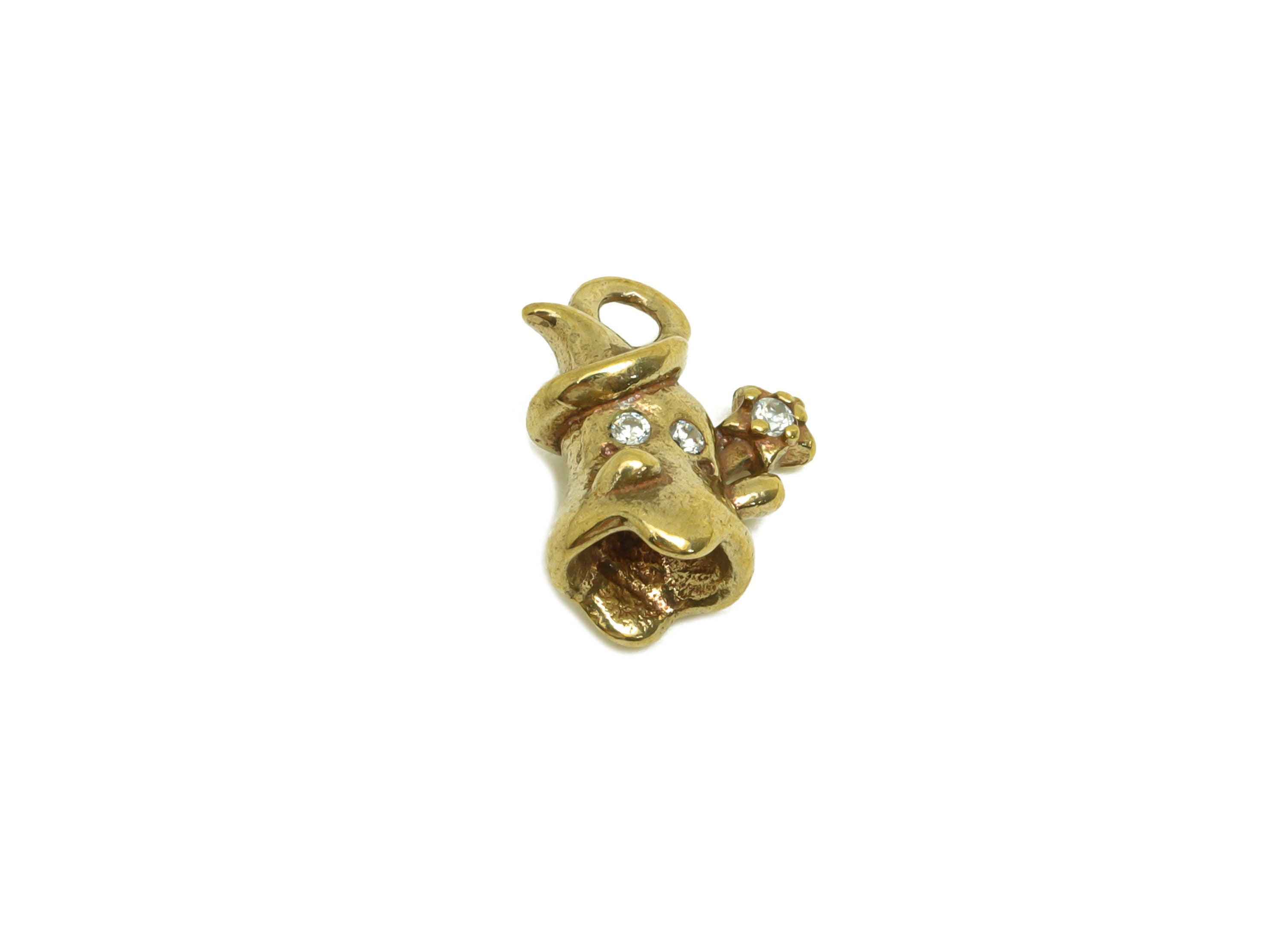 Brass CZ Ghost Earring Charm - Raw Brass Cubic Zircon Mini Ghost Charm - Brass Mini Star Zircon Earring Charm - 10.4x8.22x5.18mm - PP10731 - DOMEDBAZAAR