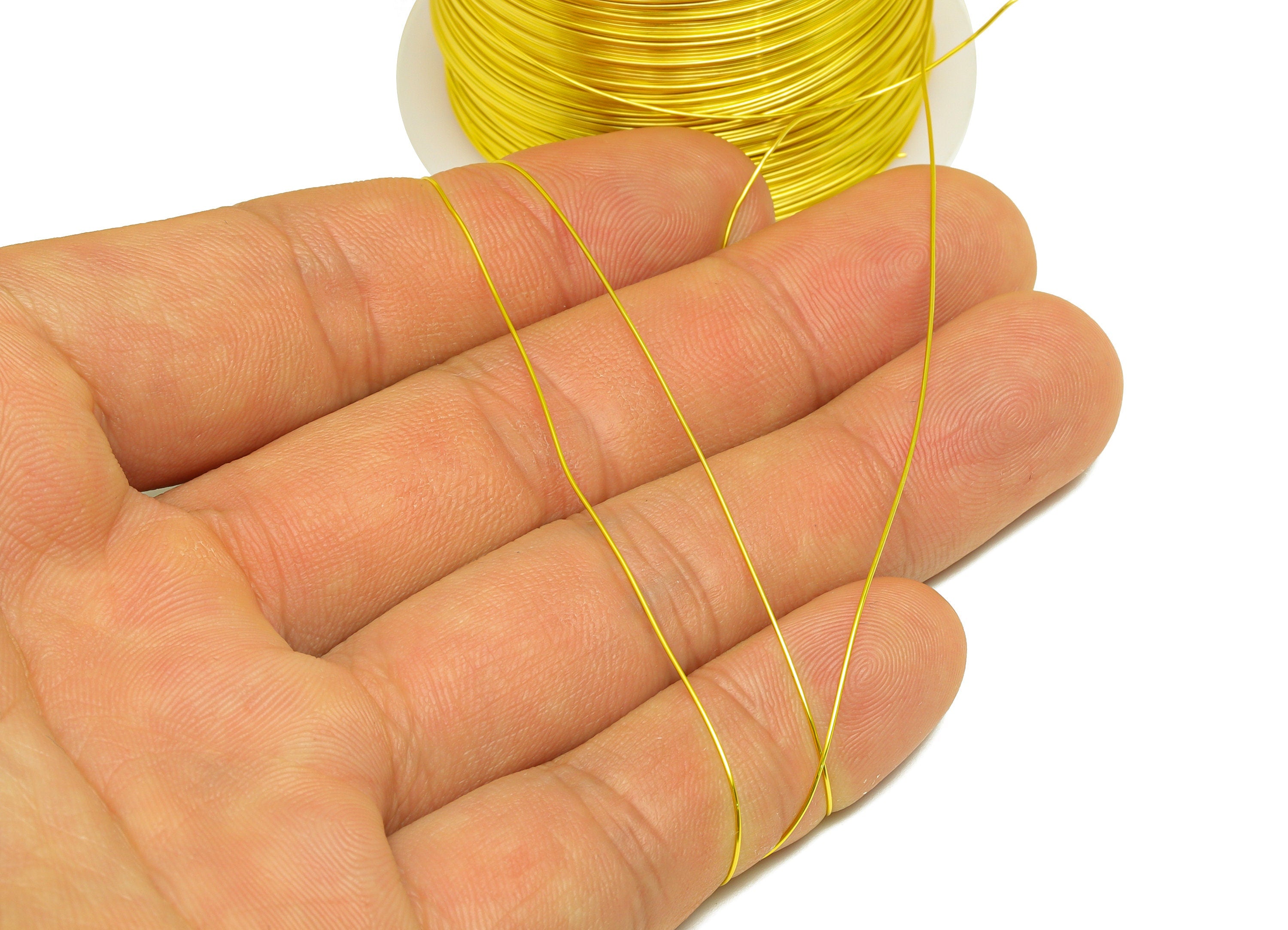 0.4mm Brass Wire - Wrapping Wire - Bulk Wire Beading - Gold Tone Plating - Solid Gold Brass Wire - Jeweler Making - 0.4x0.4mm - PP10495-40 - DOMEDBAZAAR
