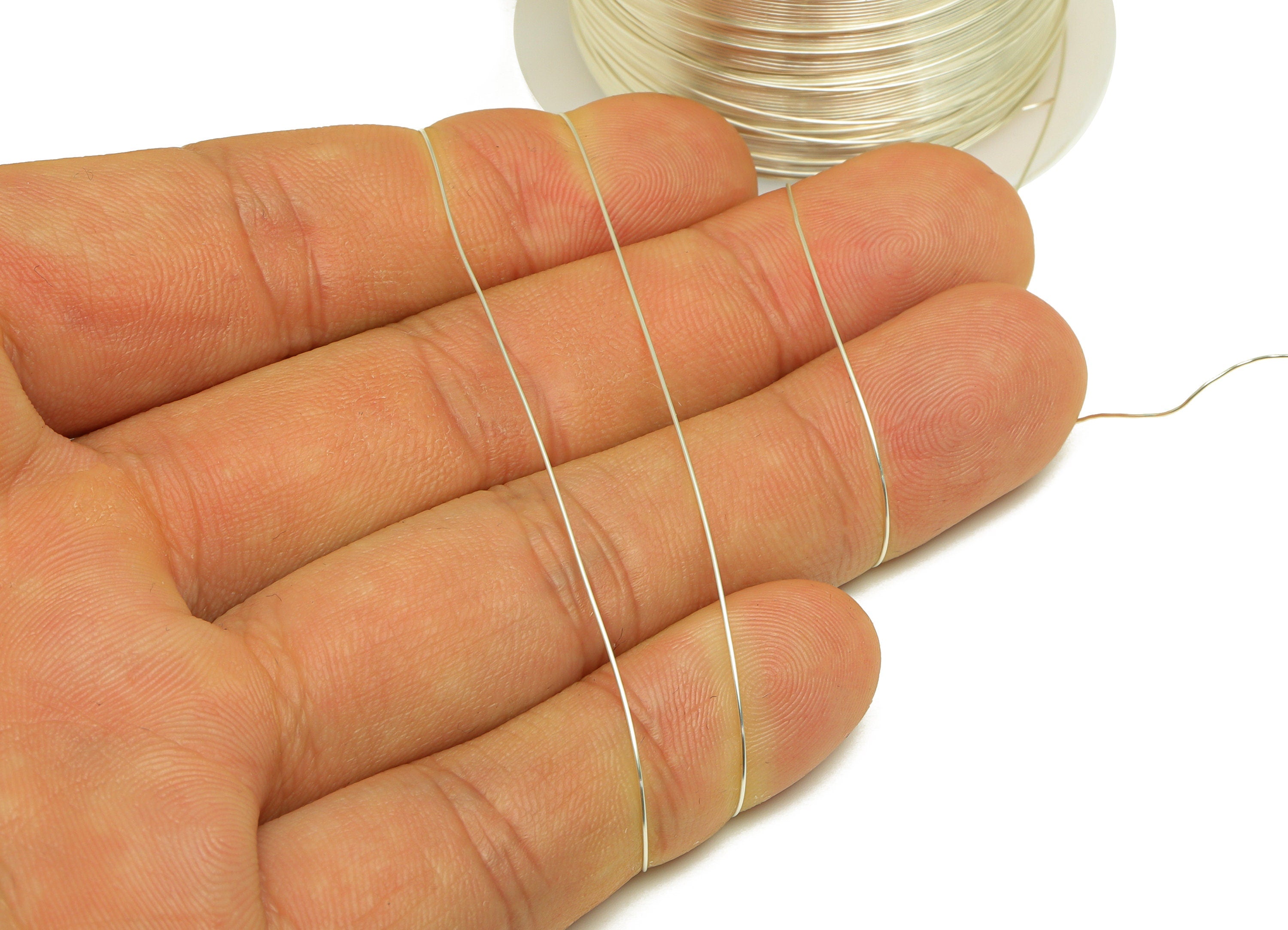 0.4mm Brass Wire - Wrapping Wire - Bulk Brass Wire Beading - Silver Tone Plating - Solid Brass Wire - Jeweler Making - 0.4x0.4mm -PP10496-40 - DOMEDBAZAAR