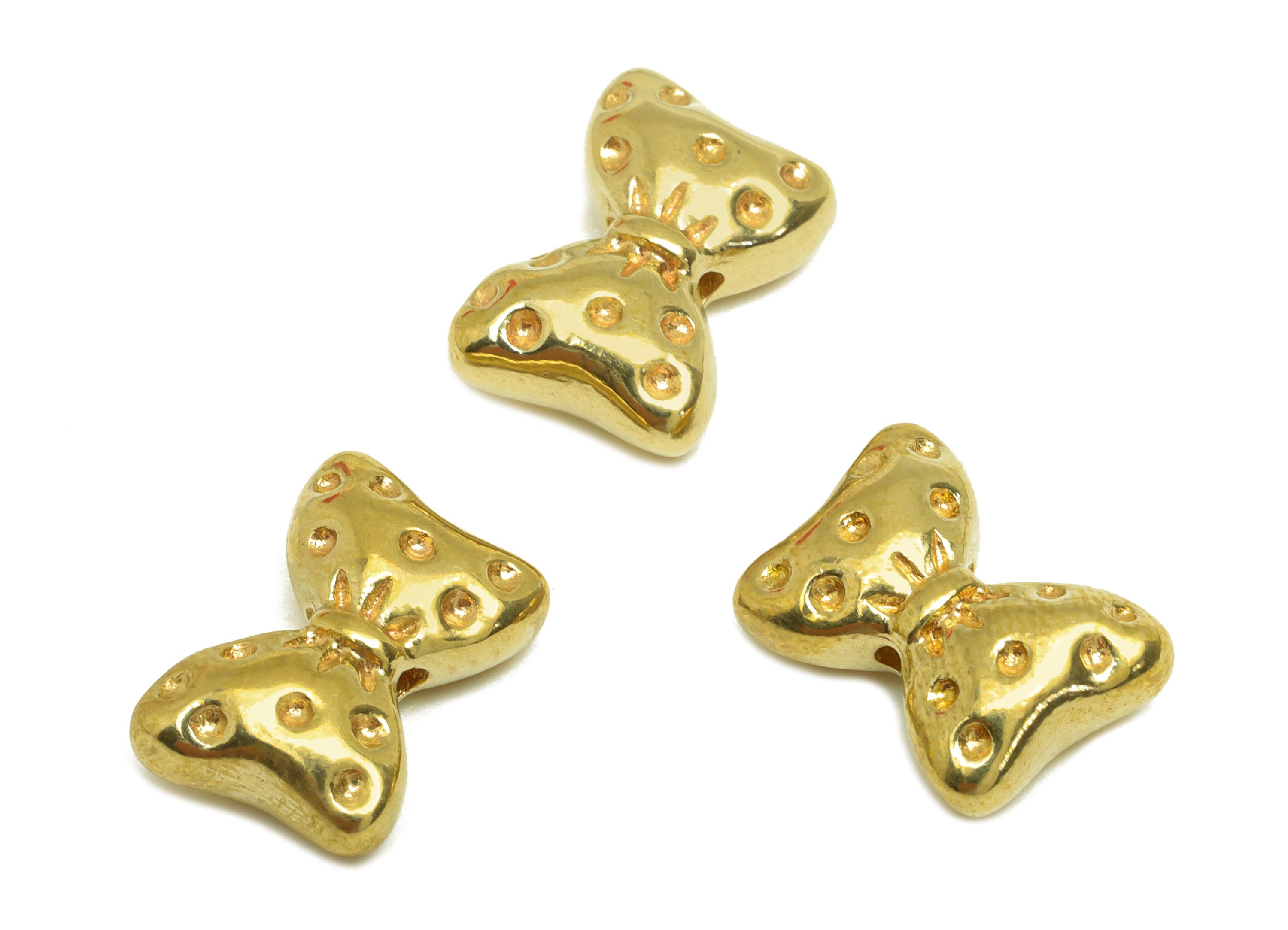 Brass Bow Earring Charm - Raw Brass Textured Butterfly Bow Earring Charm - Brass Solid Bow Pendant - For Necklace - 14.8x10.2x5mm - PP10740 - DOMEDBAZAAR