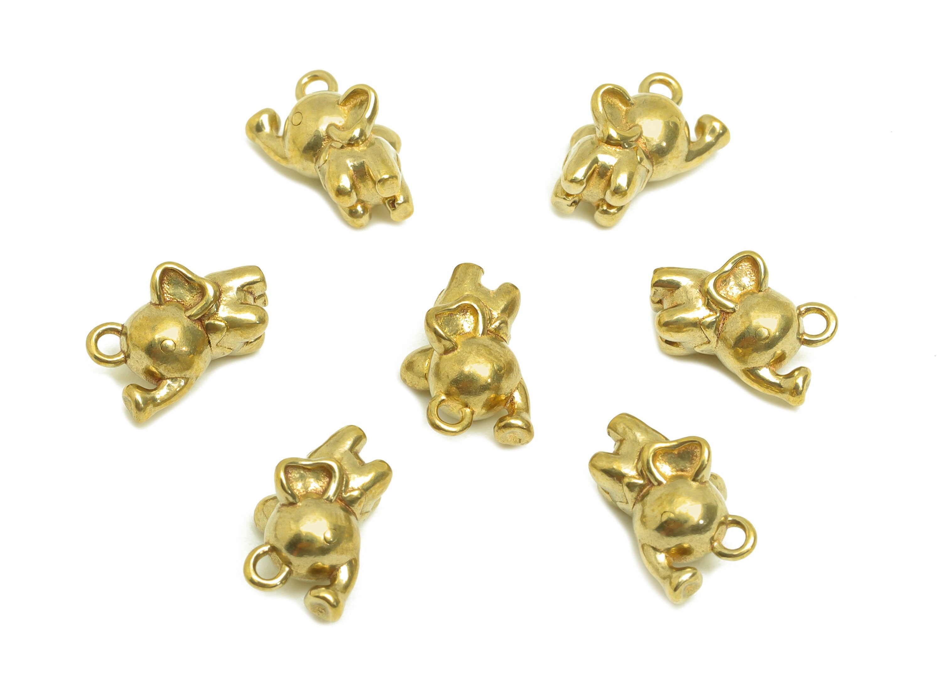 Brass Elephant Earring Charm - Raw Brass Animal Earring Charm - Brass Figure Baby Elephant Earring Charm - For Necklace - 10x6x6mm - PP10722 - DOMEDBAZAAR